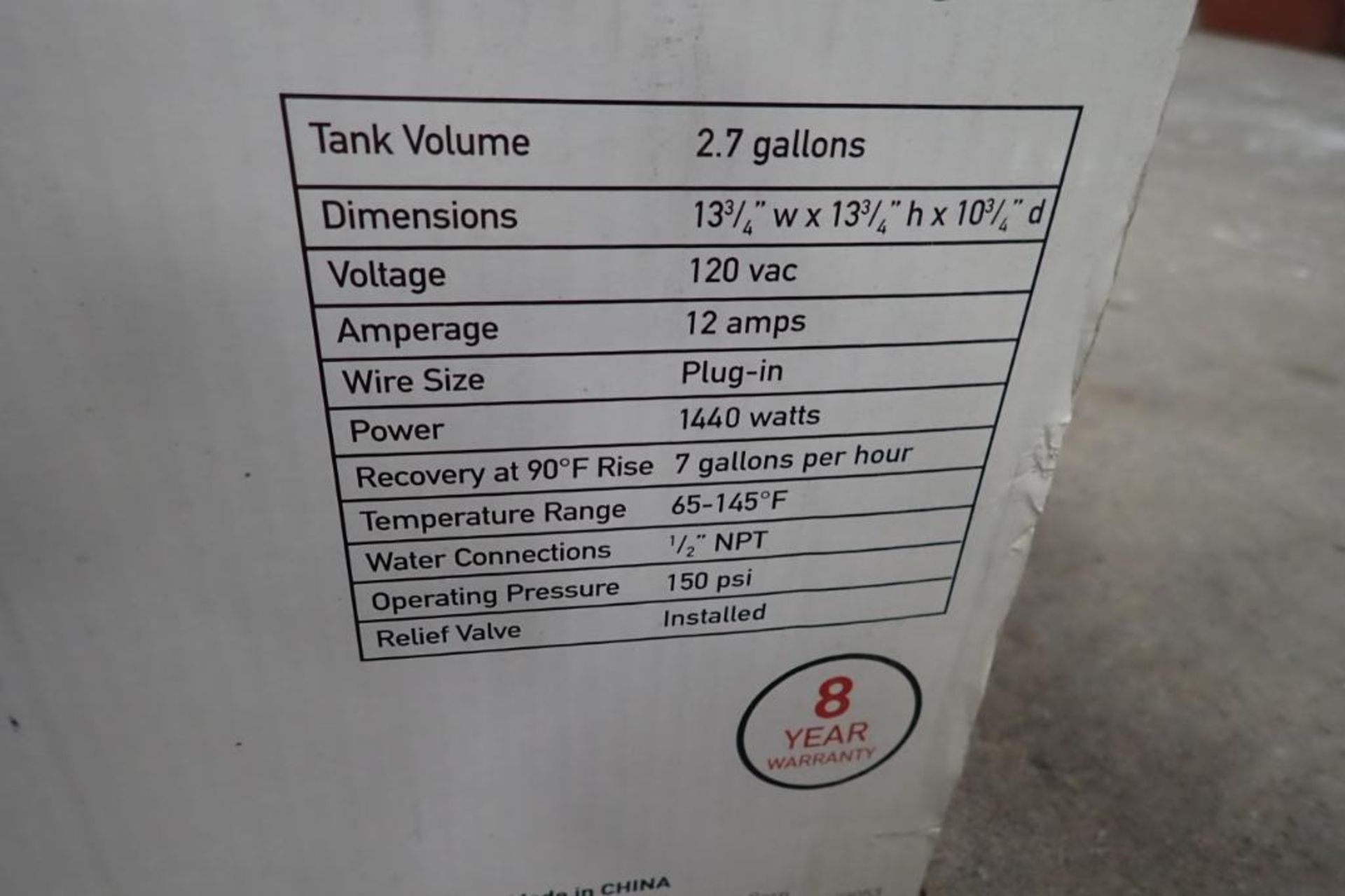 Airiston mini tank hot water heater, new in box, 2.7 gal. **Rigging Fee: $25** (Located in Brooklyn - Image 3 of 4