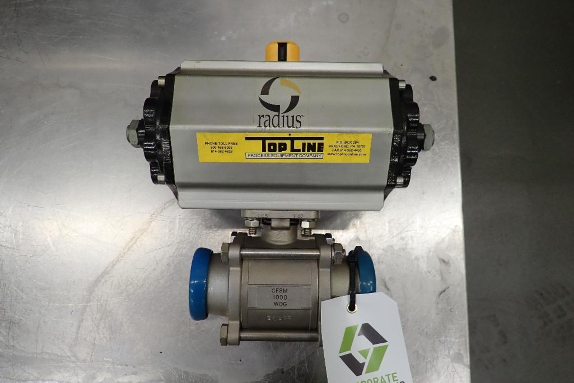 New topline pneumatic 2 in. ball valve. **Rigging Fee: $10** (Located in Delta, BC Canada.)