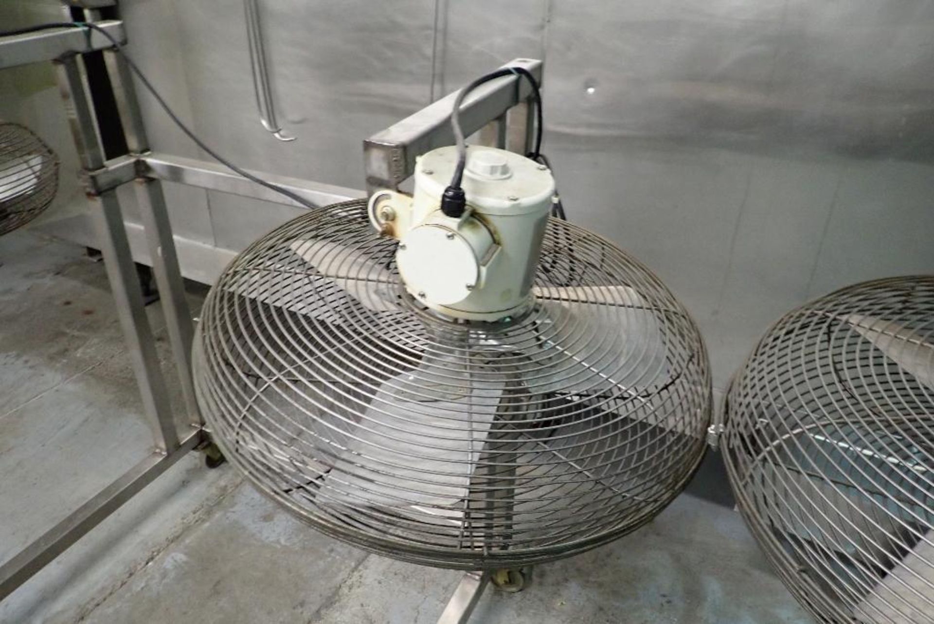 (2) SS ambient cooling fans, 38 in. tall clearance, SS frames, on casters. **Rigging Fee: $50** (Loc - Image 6 of 7