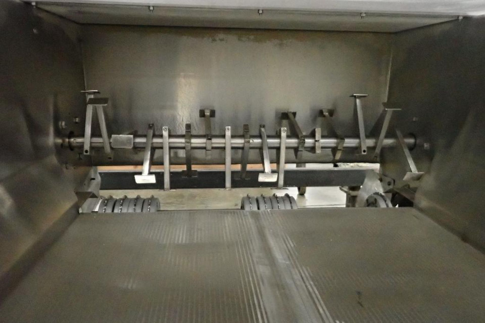 SS dough feeding conveyor, 108 in. long x 40 in. wide x 20 in. deep, missing belt, lump buster, moto - Image 8 of 8