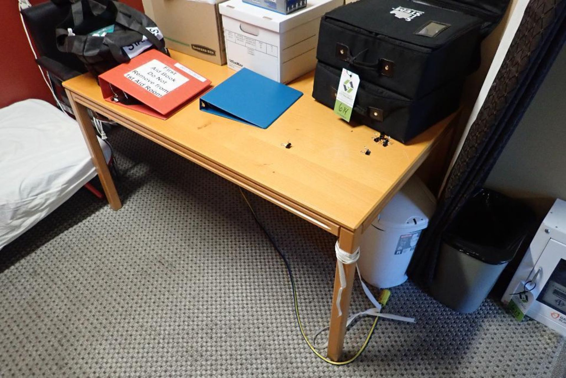 Contents of medical office: bed, first aide, table, SS desk.. **Rigging Fee: $150** (Located in Delt