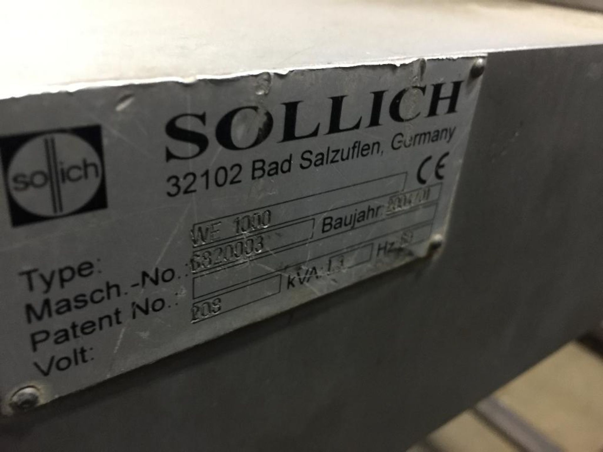 2004 Sollich glycol chilled salbbing roller, type WE1000, SN 6820003 40 in. wide x 26 in. dia., on f - Image 6 of 7