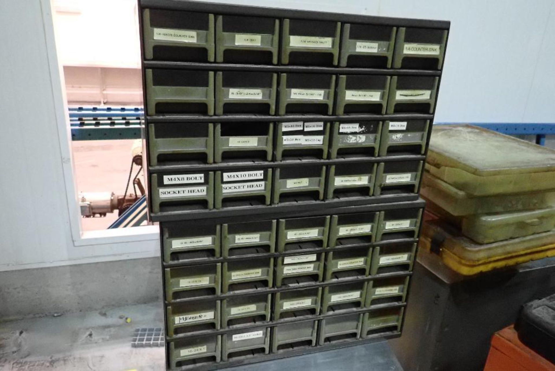 Assorted bolt bins and contents, bolts, nuts, fuses. **Rigging Fee: $50** (Located in Delta, BC Cana - Image 6 of 7