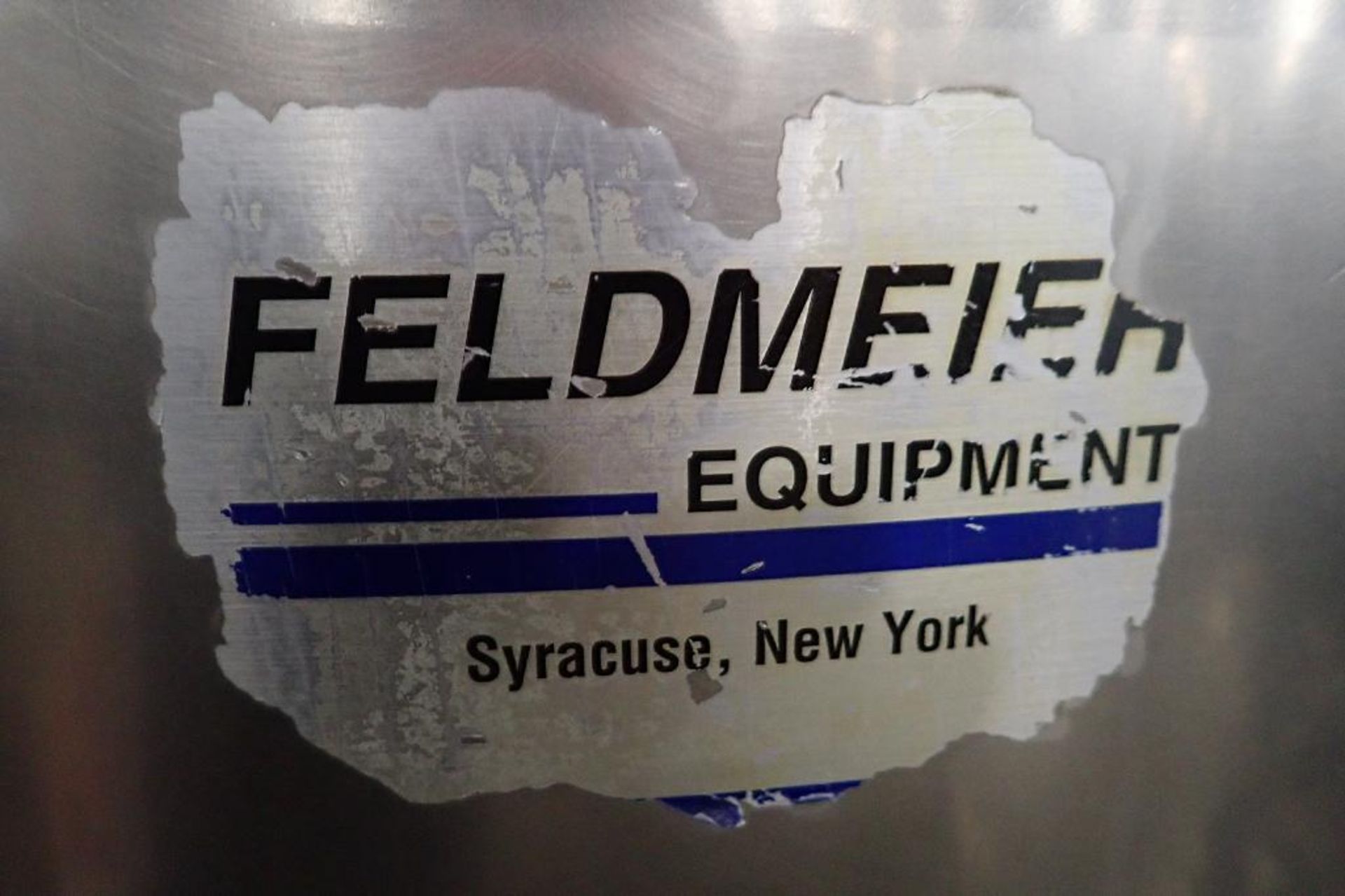 Feldmeier jacked tank, 44 in. dia x 55 in. tall, flat bottom, side bottom discharge, skid mounted on - Image 7 of 15
