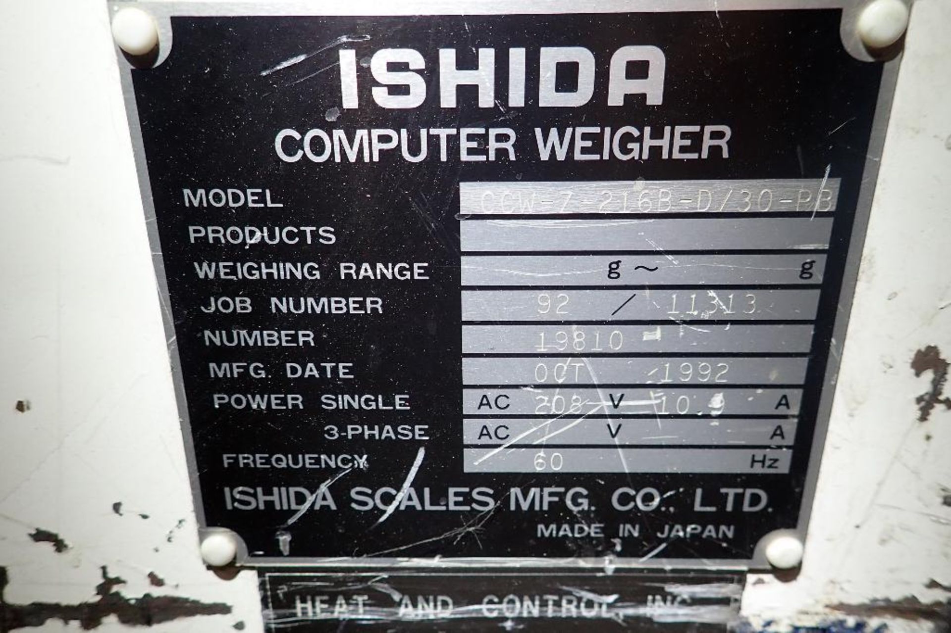 1992 Ishida 16 head scale, Model CCW-Z-216B-D/30-PB, SN 19810. **Rigging Fee: $200** (Located in 370 - Image 5 of 7