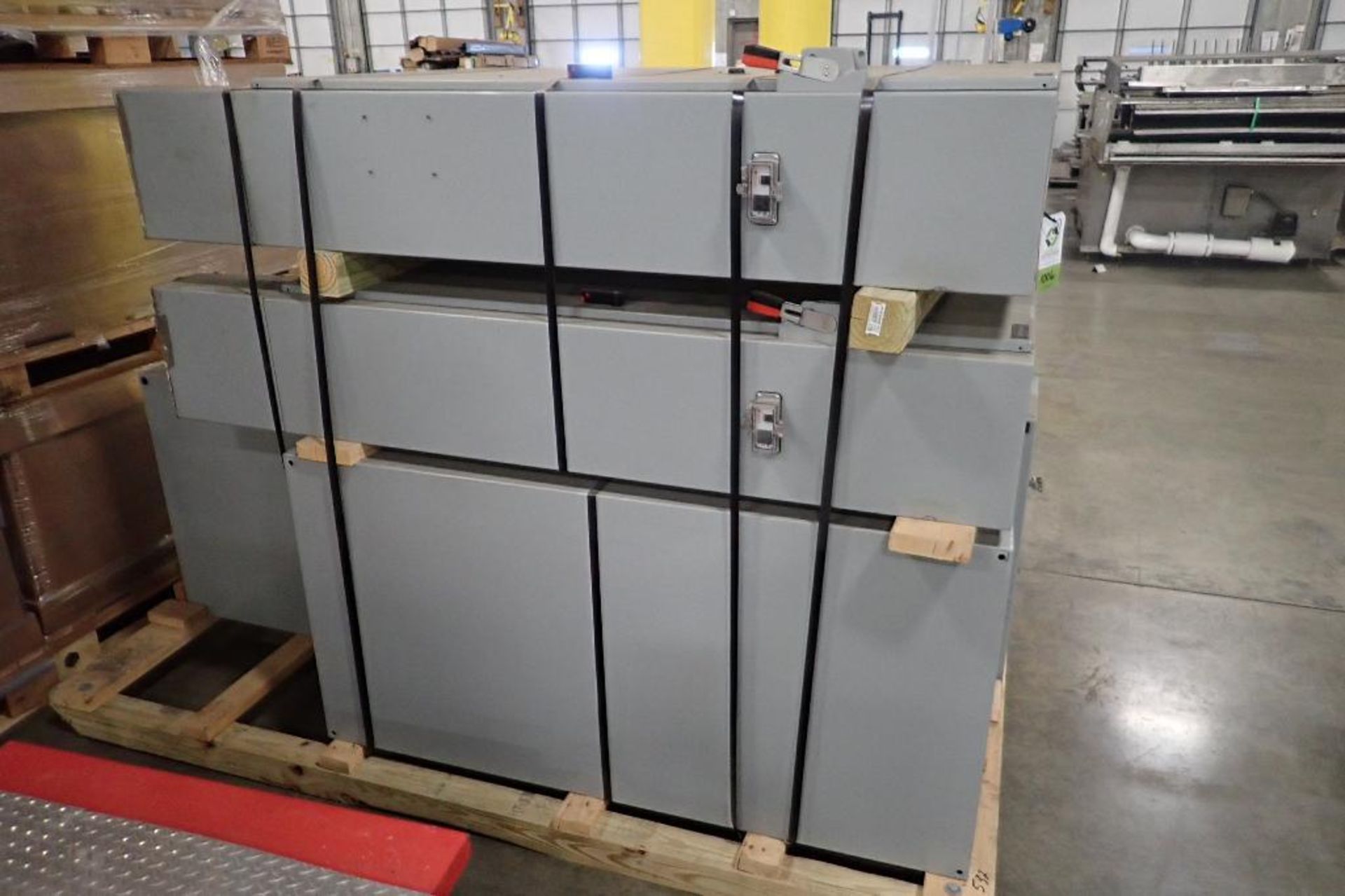 (4) mild steel control panels (LOT). **Rigging Fee: $50** (Located in 3703 - Eagan, MN.)