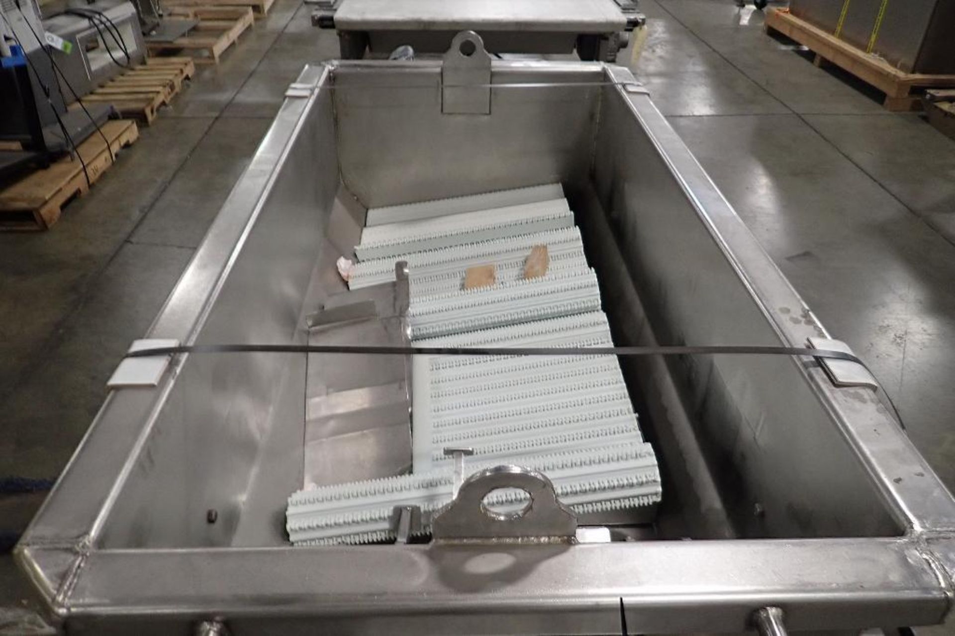 SS dough feeding conveyor, 72 in. long x 35 in. wide x 22 in. deep, lump buster, motor and drive, on - Image 2 of 8