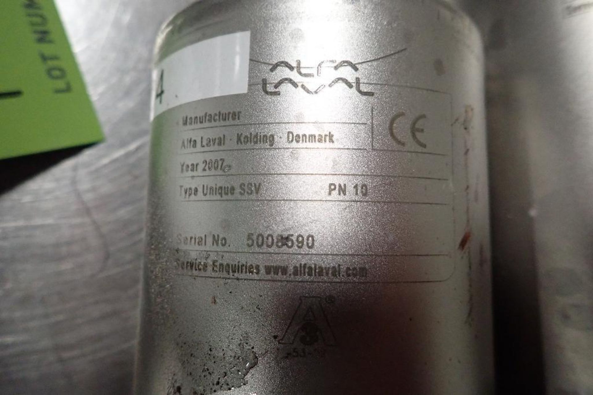 (4) Alfa Laval pneumatic valves, Type: SSV PN10, two-way, 1 1/2 in. outlets. **Rigging Fee: $25** (L - Image 4 of 5