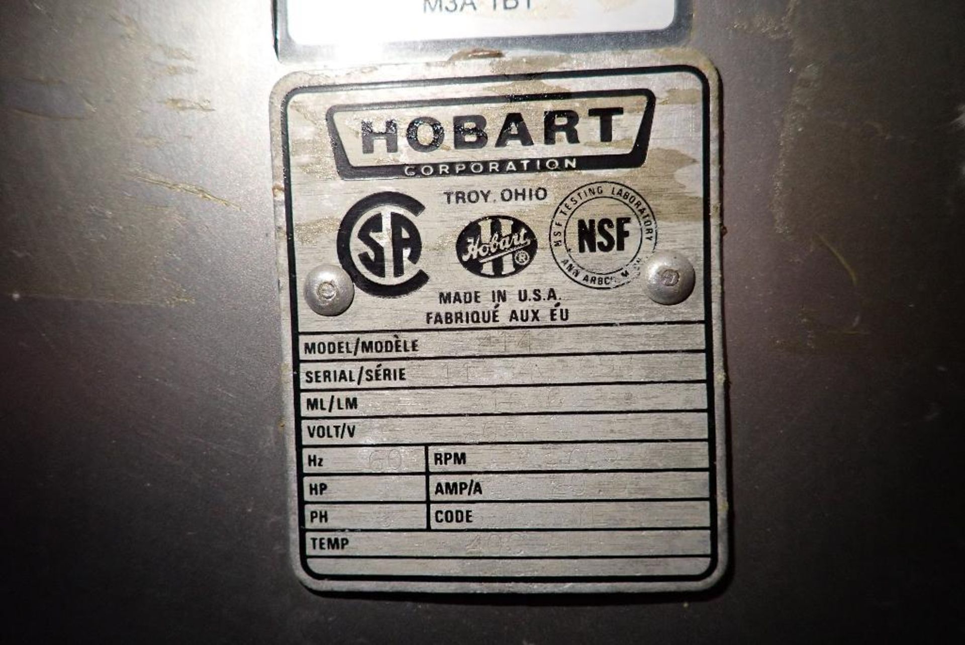 Hobart grinder, Model 4146, SN 11-343-098, 3 ph., SS top, 47 in. long x 24 in. wide, augers, blades, - Image 9 of 9