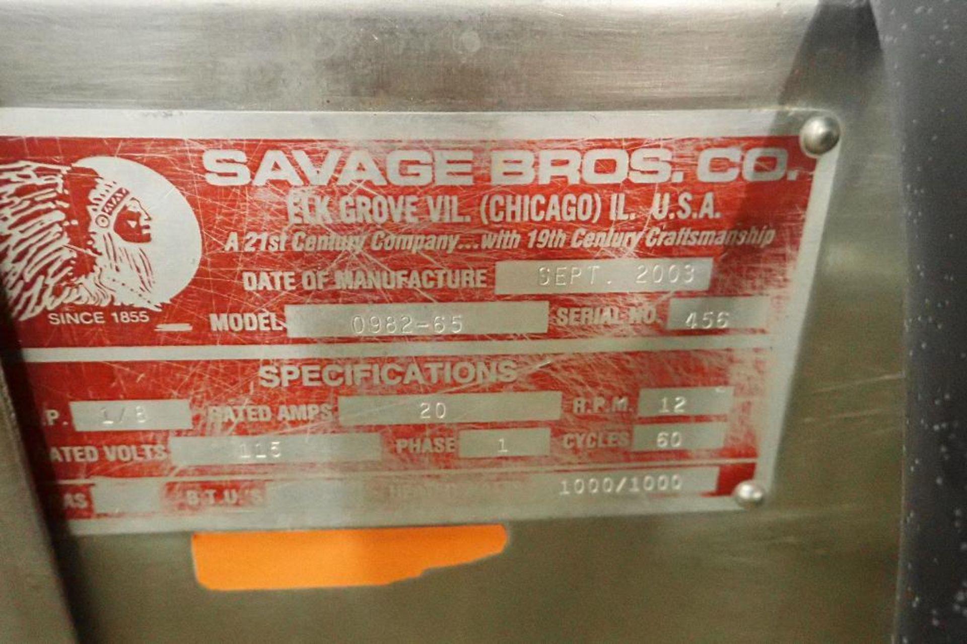 2003 Savage brother dual level chocolate melt tank, Model 0982-65, SN 456, 18 in. dia x 14 in. deep, - Image 11 of 12