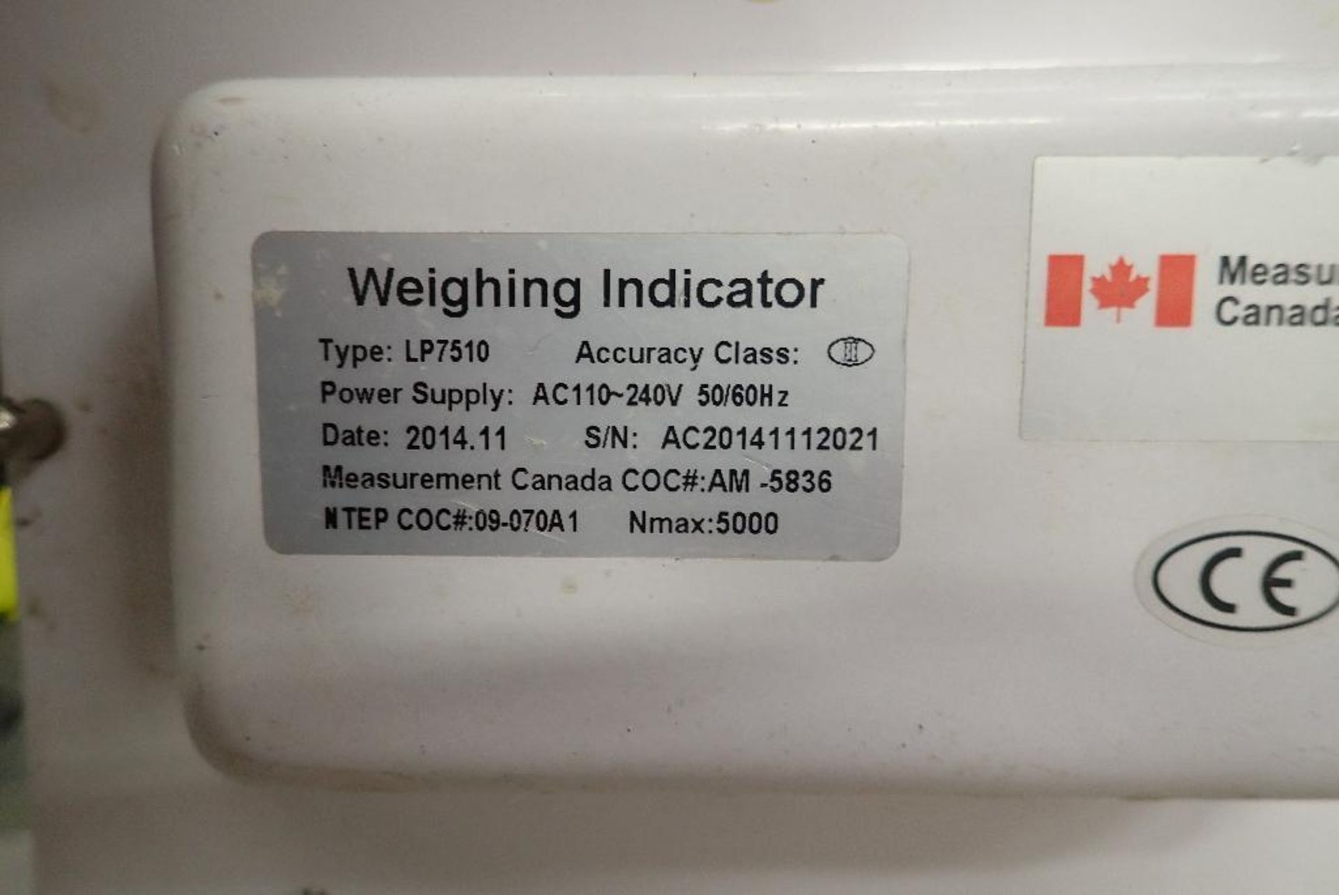 Intertek Model M1 bench scale, 18 in. x 18 in. platform, 2014 Weighing Indicator type LP7510 bench s - Image 5 of 7