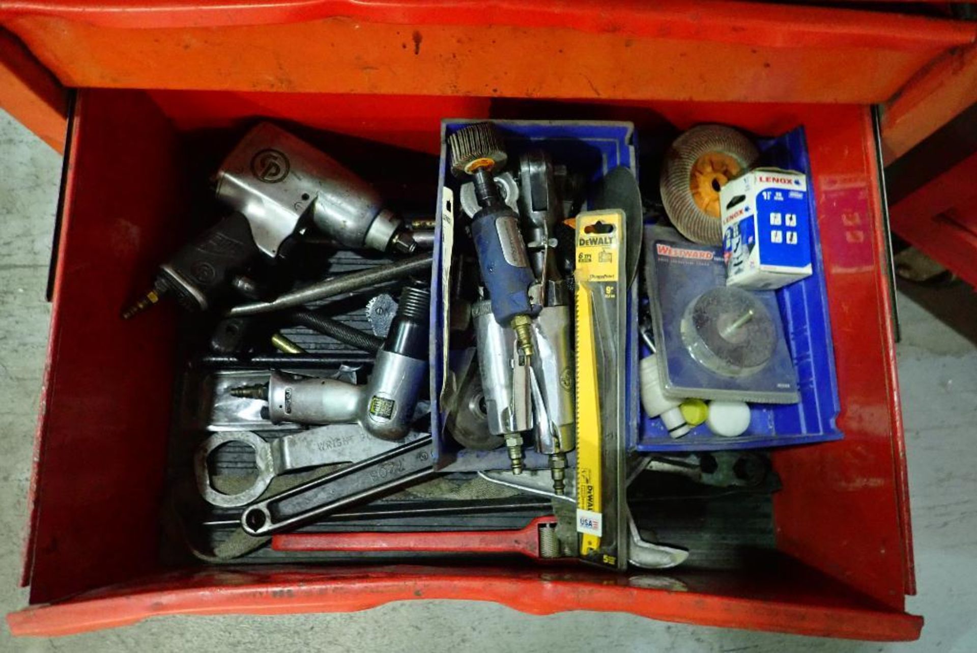 (2) tool chests with contents, wrenches, sockets, drill bits screw drivers, air tools, hammers, plie - Image 31 of 31