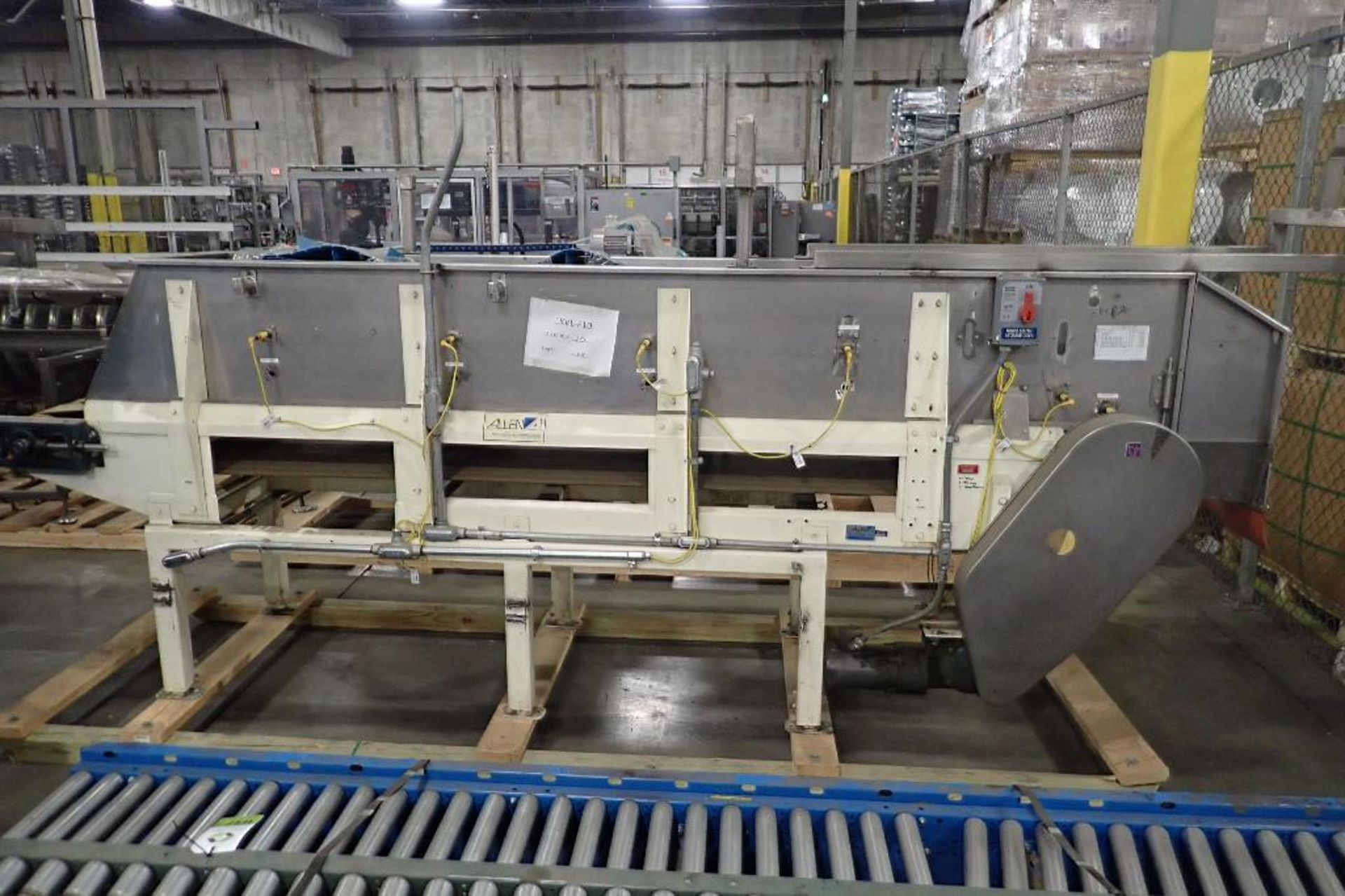 Allen belt conveyor, 150 in. long x 24 in. wide x 40 in. tall, mild steel frame, motor and drive. ** - Image 2 of 9