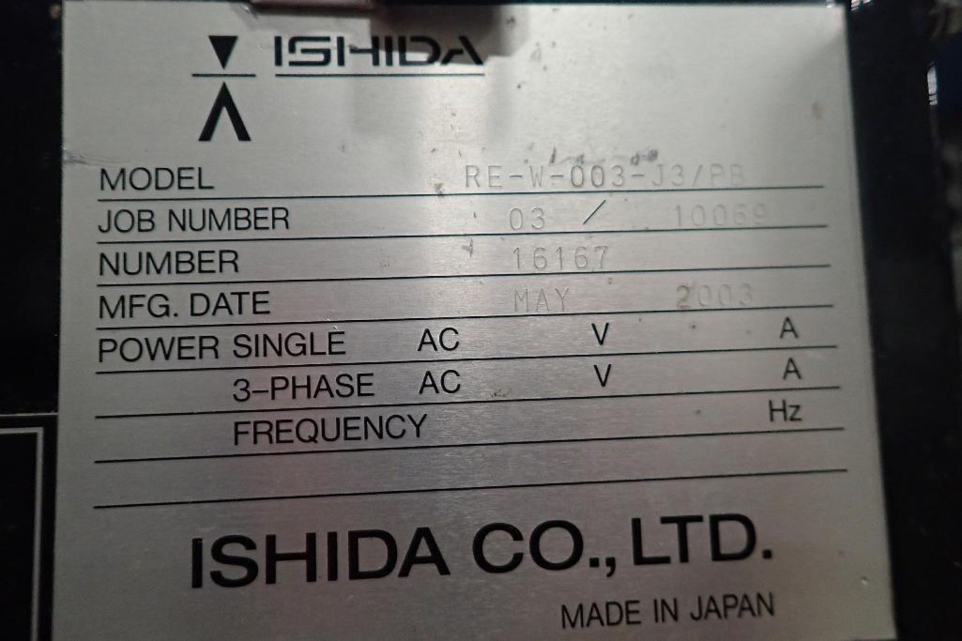 2003 Ishida check weigher, Model DACS-W-003-SB/PB-I, SN 16167, 300 g capacity, 6 in. wide belt. **Ri - Image 8 of 8