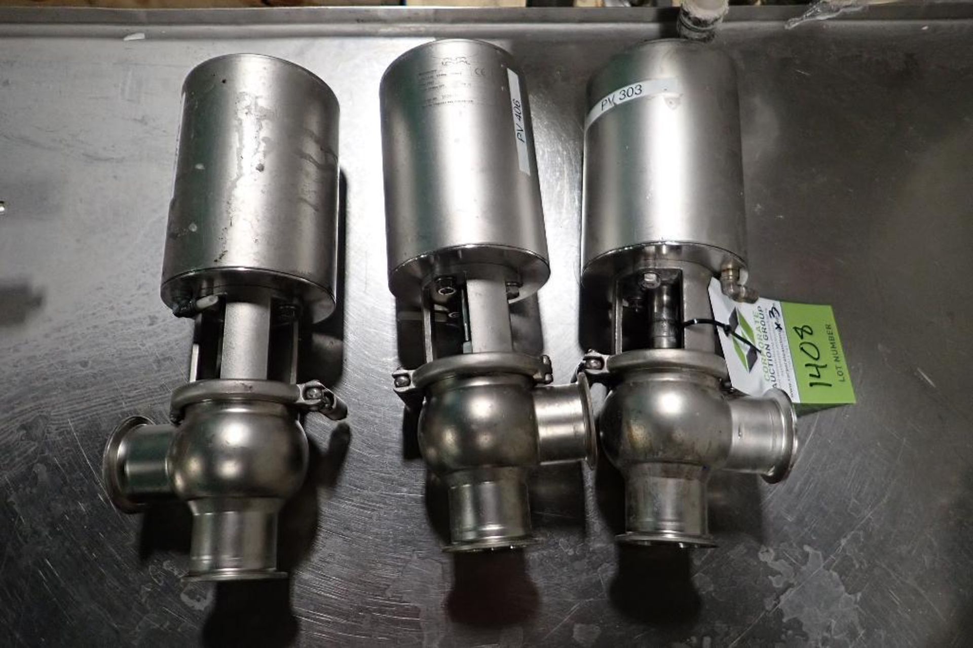 (3) Alfa Laval pneumatic valves, Type: SSV PN10, 2 in. outlets. **Rigging Fee: $25** (Located in Win - Image 2 of 3