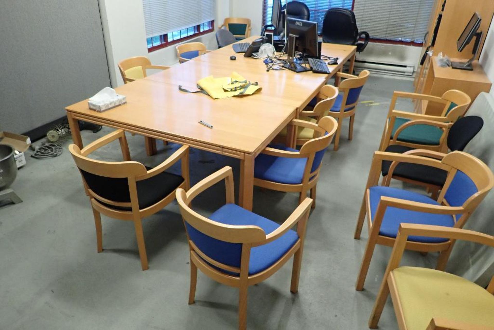 Consents of training room, tables, chairs, cabinet and contents, divider, (Mixer in photos not inclu - Image 2 of 5