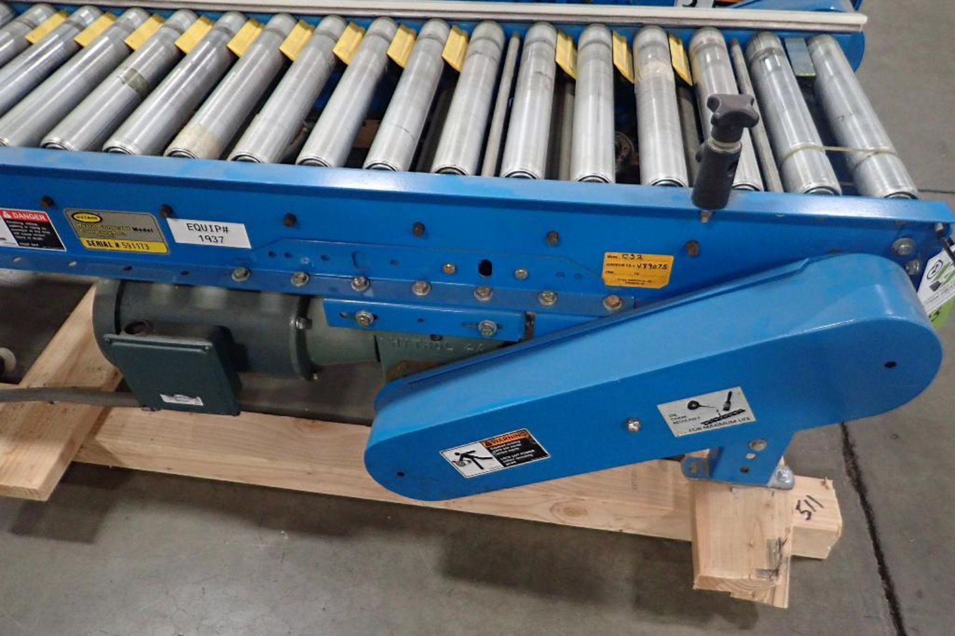 Skid of Hytrol powered roller conveyor, approx. 18 ft. long x 15 in. wide, motors and drives, speed - Image 9 of 10
