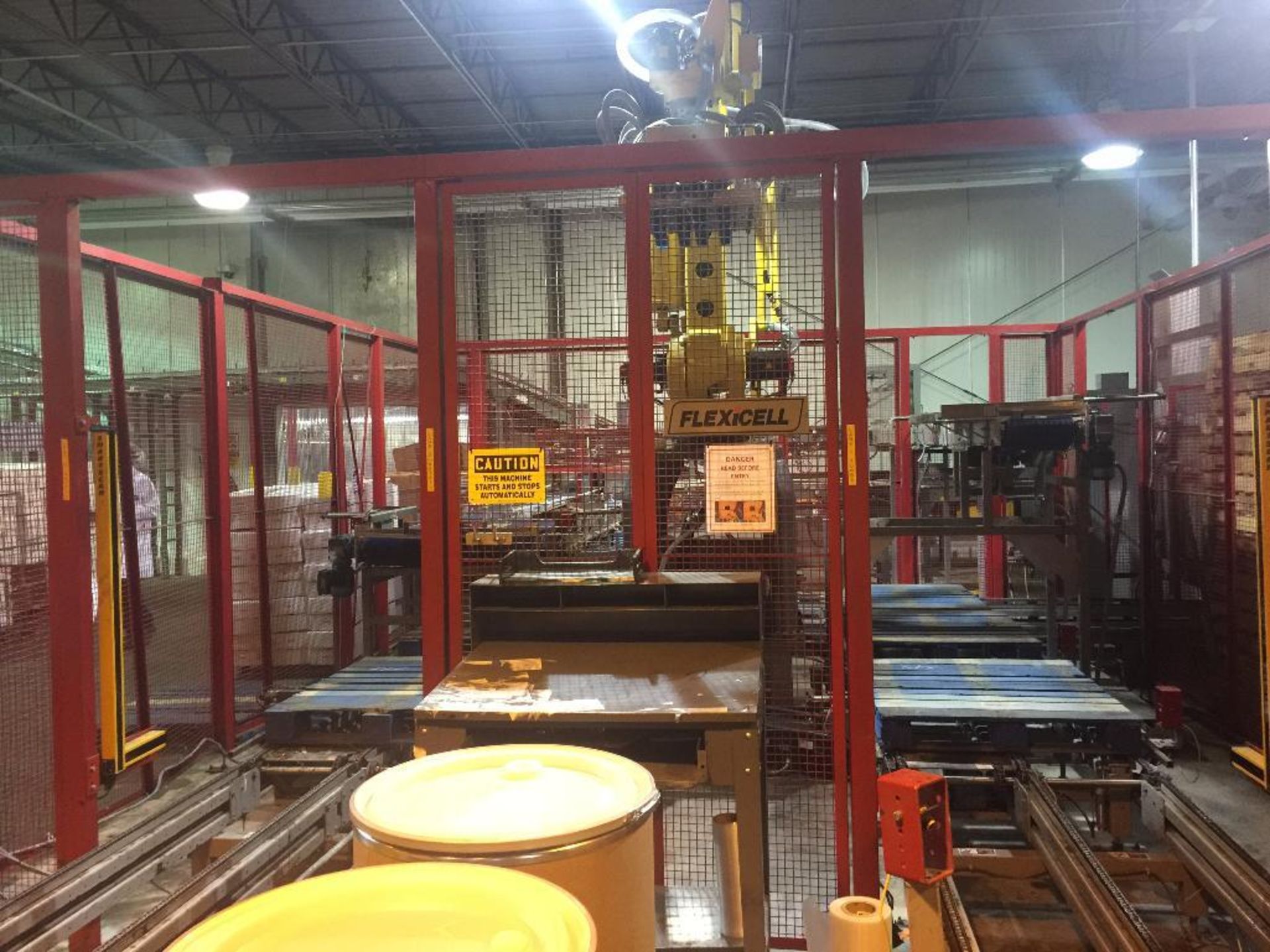 2005 Flexicell robotic dual pallet palletizer, SN 170, single lane infeed from one side, 30 ft. long