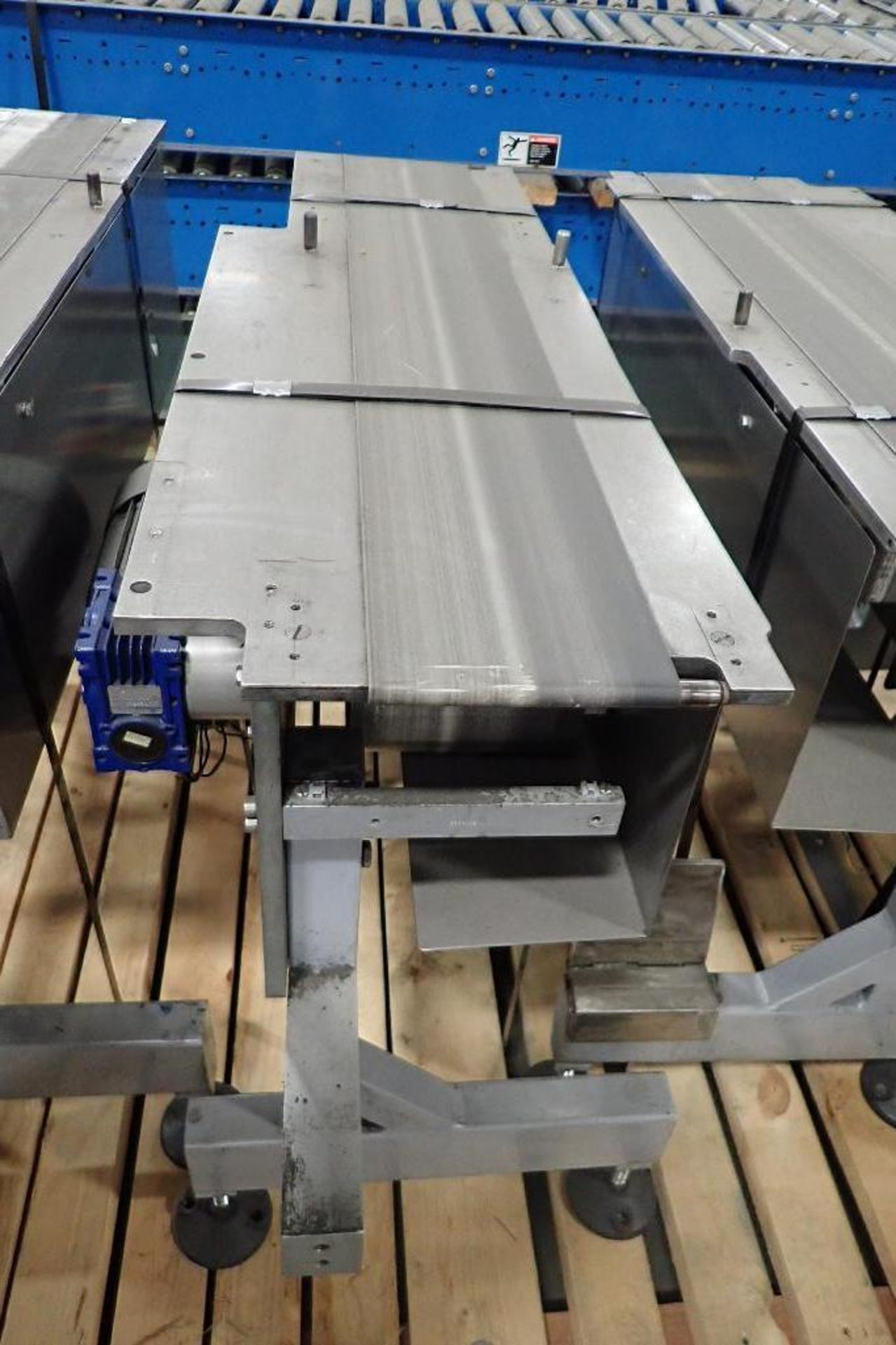 (5) conveyors, 39 in. long x 5 in. wide x 33 in. tall, SS bed, mild steel frame, motor and drives (L - Image 5 of 12