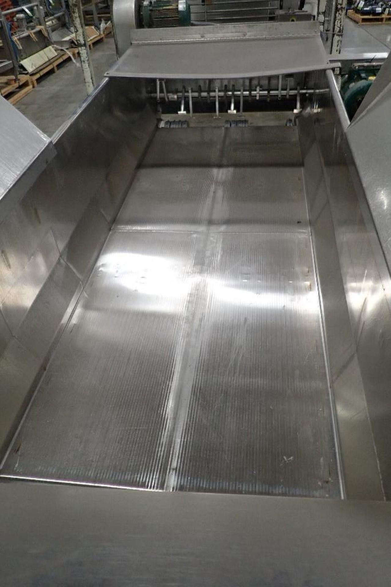 SS dough feeding conveyor, 108 in. long x 40 in. wide x 20 in. deep, missing belt, lump buster, moto - Image 3 of 8