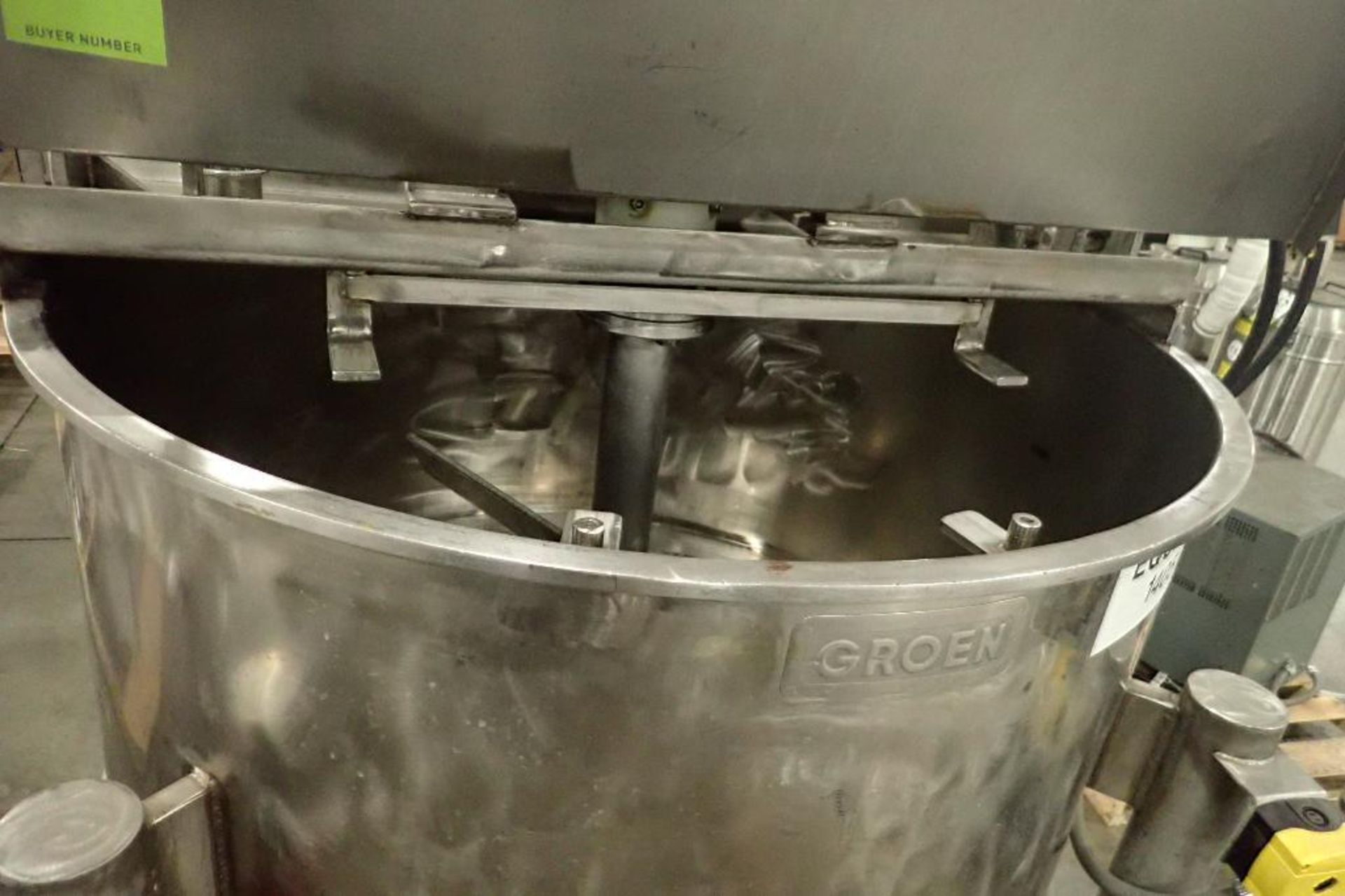 1967 Groen SS 200 gallon jacketed kettle, Model TA-200, 316 SS, 100 psi @ 338F, half jacket, 42 in. - Image 11 of 12