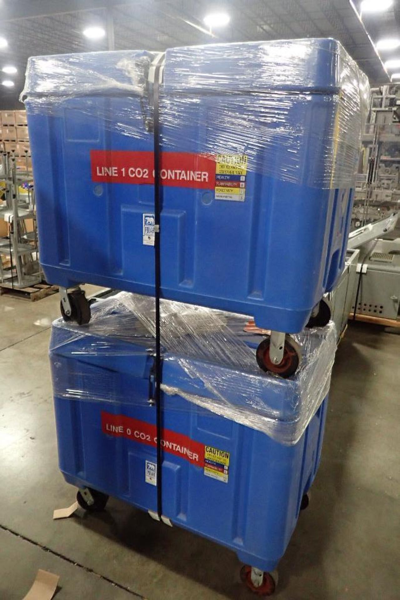 Bonar plastics insulated dry ice bins, 40 in. long x 27 in. wide x 24 in. deep, on wheels (EACH). ** - Image 2 of 4