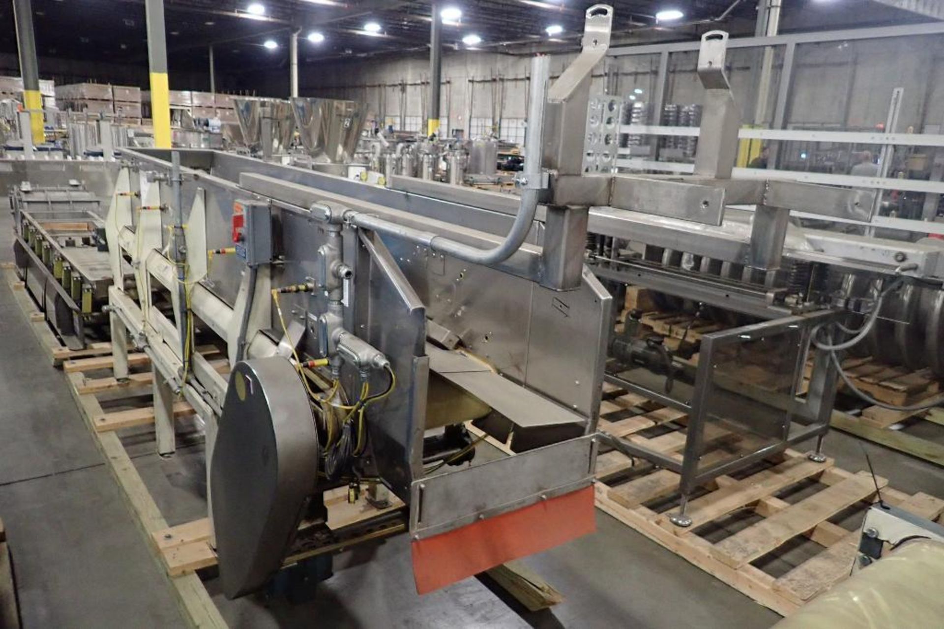 Allen belt conveyor, 150 in. long x 24 in. wide x 40 in. tall, mild steel frame, motor and drive. ** - Image 5 of 9