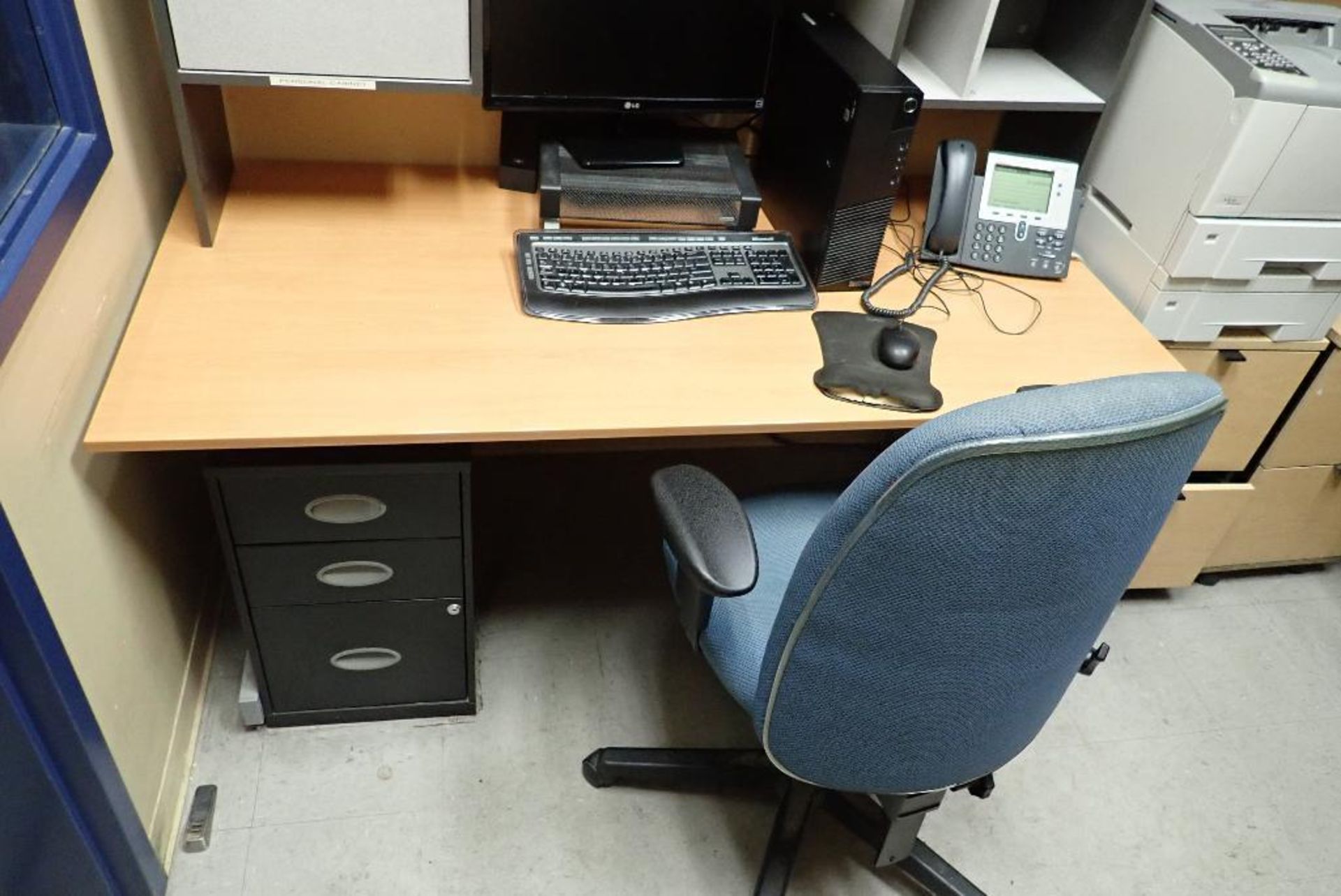 Contents of QA lab, desks, filing cabinet, chairs, NO IT EQUIPMENT. **Rigging Fee: $150** (Located i - Image 3 of 4