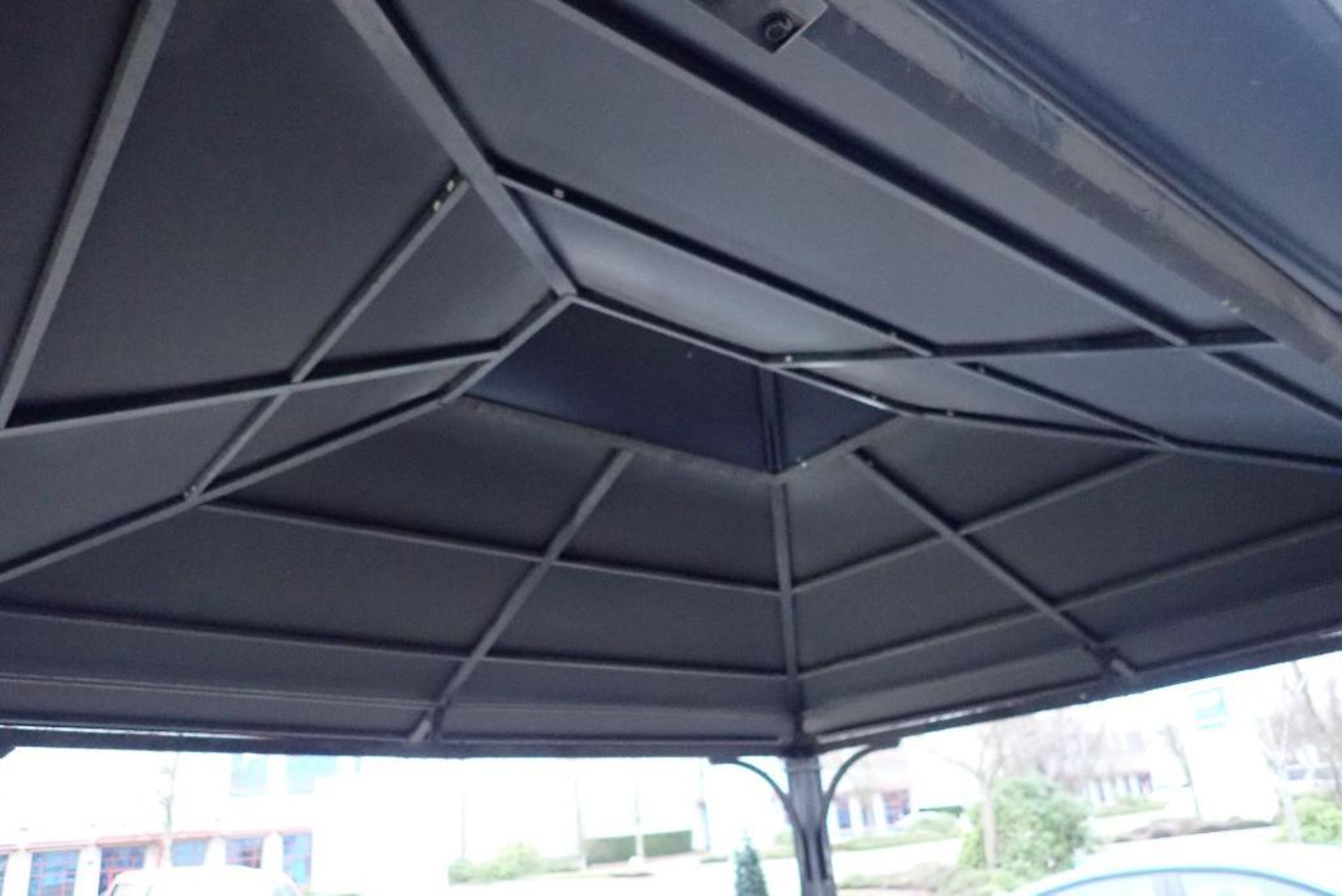 Awning, (3) wooden benches. **Rigging Fee: $150** (Located in Delta, BC Canada.) - Image 3 of 5