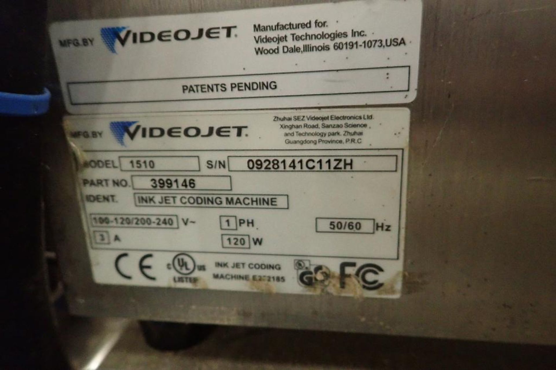 Videojet ink jet marking machine, Model 1510, SN 0928141C11ZH, with head, on stand, Spantech conveyo - Image 8 of 10