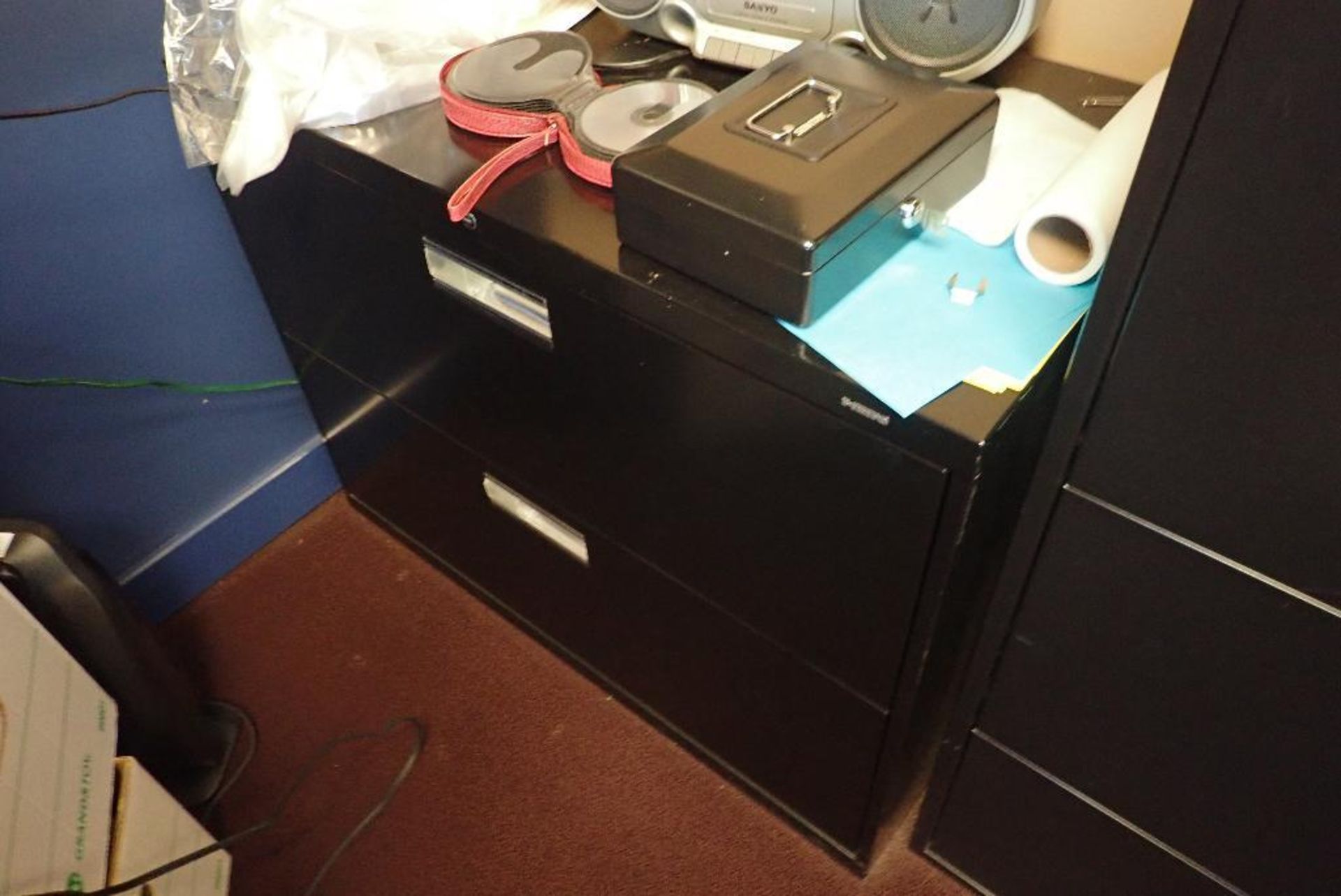 Contents of office, desk, chair, cabinet. **Rigging Fee: $150** (Located in Delta, BC Canada.) - Image 4 of 5