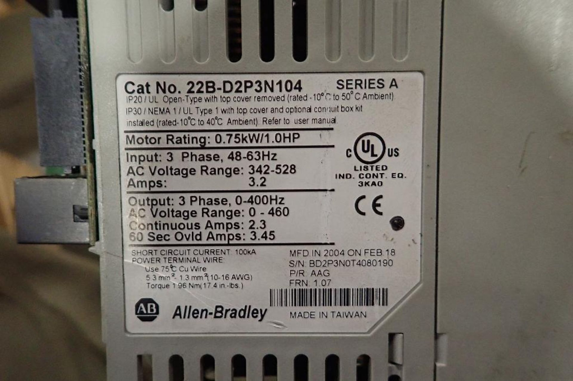 (3) Allen Bradley powerflex 40 vfds, .5 hp, 1 hp, 1.5 hp. (See photos for additional specs). **Riggi - Image 5 of 7