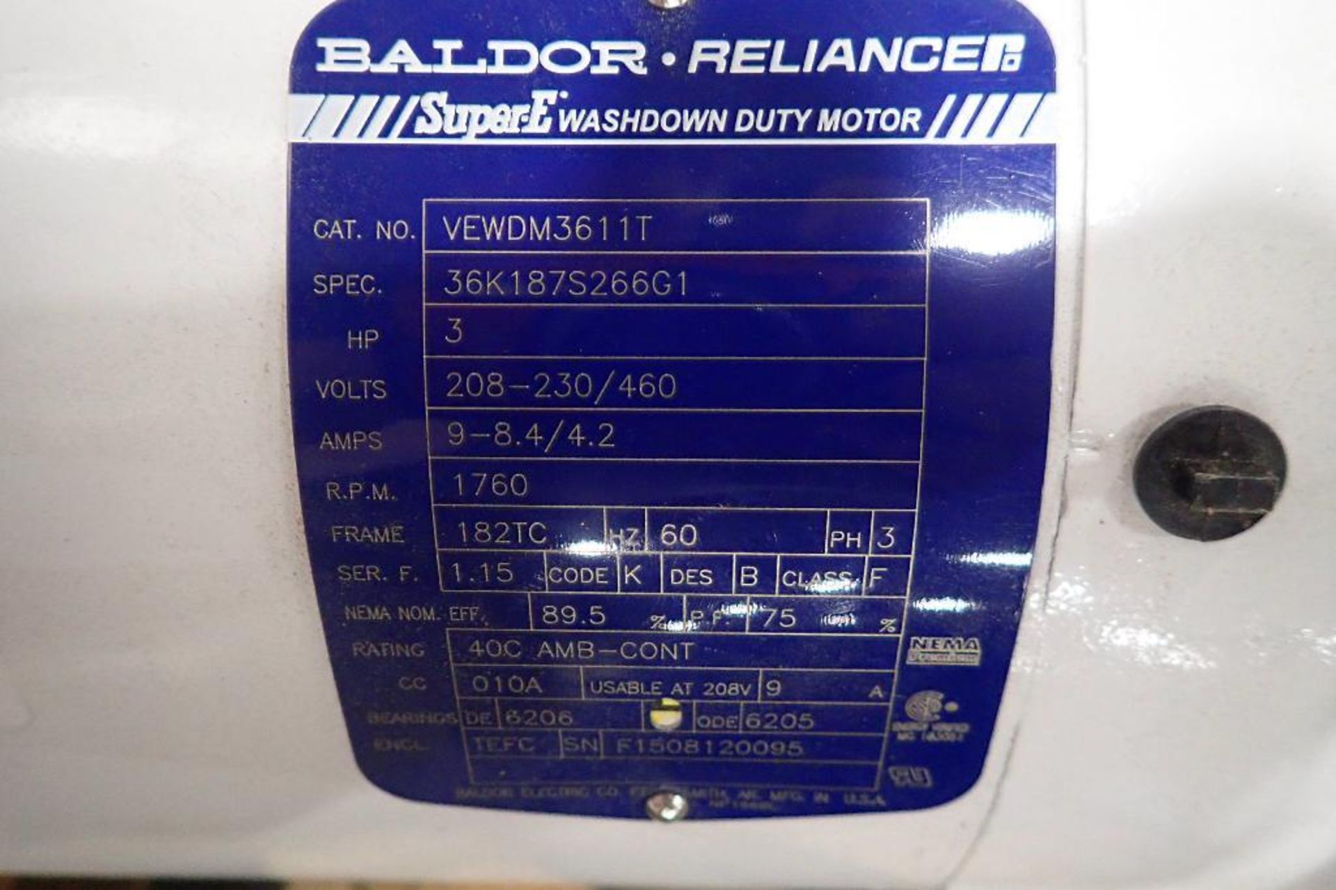 (3) Baldor electric motors, 5 hp, 5hp, 3 hp. (See photos for additional specs). **Rigging Fee: $25** - Image 10 of 10