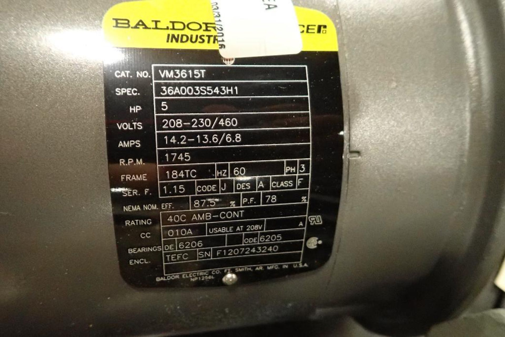 (6) assorted electric motors and gearboxes. (See photos for additional specs). **Rigging Fee: $30** - Image 4 of 19