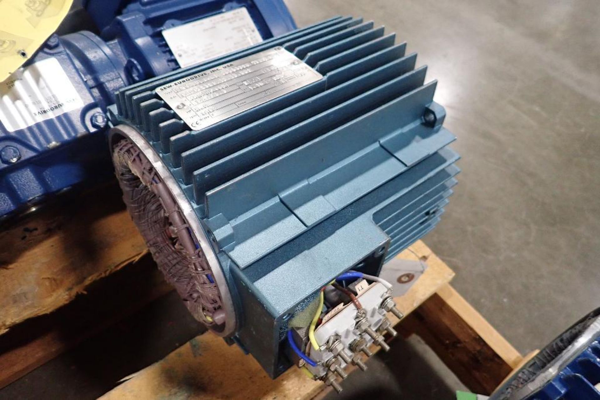Pallet of electric motors, cores, gearboxes. (See photos for additional specs). **Rigging Fee: $35** - Image 64 of 68