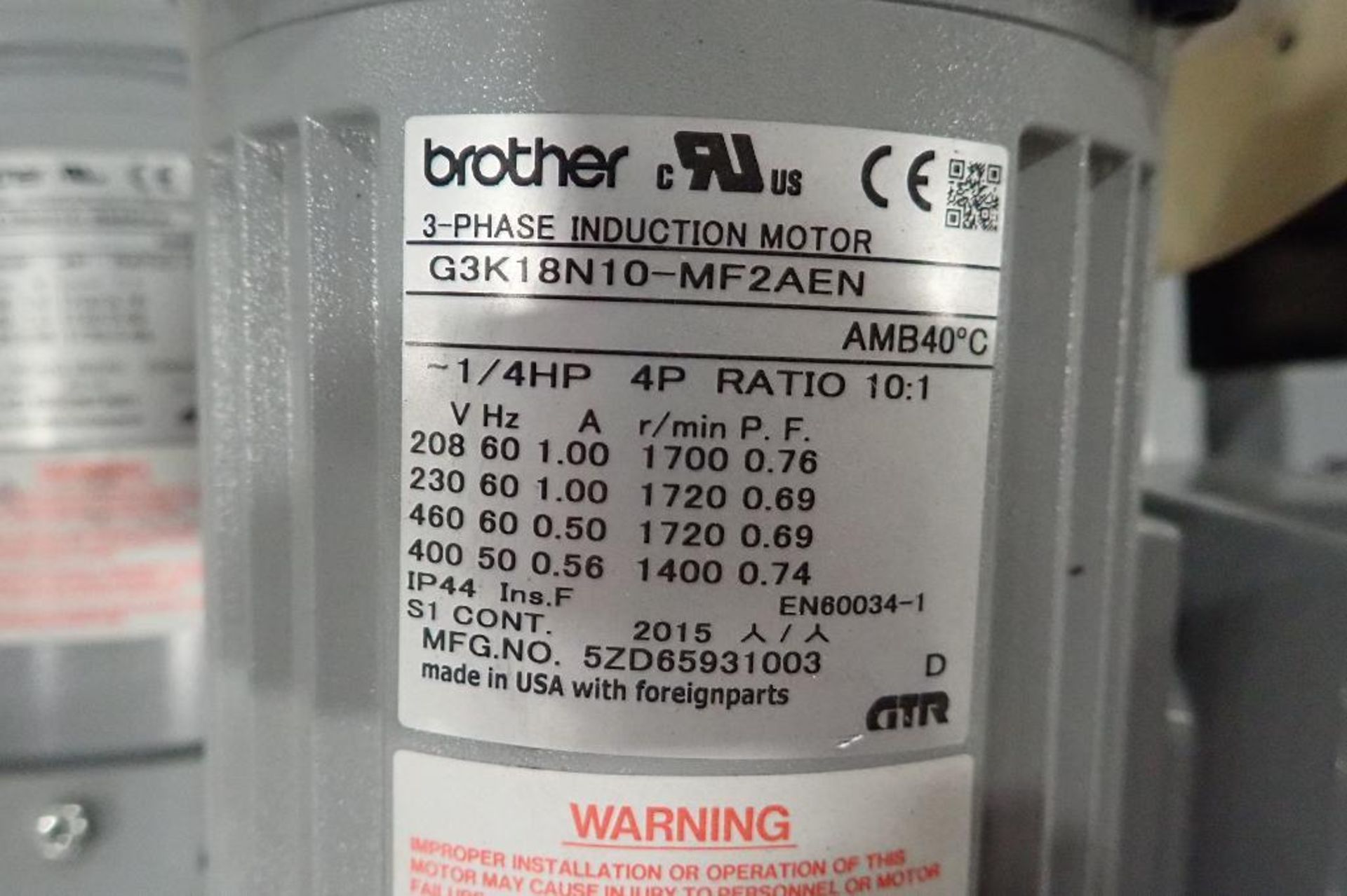 (6) New Brother 14 hp induction motors. (See photos for additional specs). **Rigging Fee: $25** (Loc - Image 10 of 19