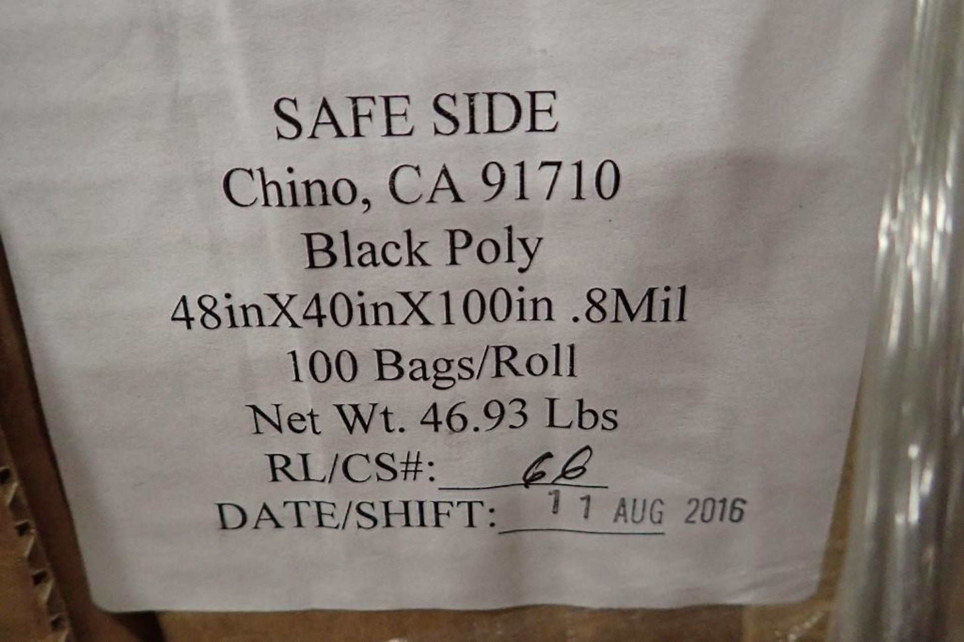 (20) Boxes of Safe Side, black poly bags. (See photos for additional specs). **Rigging Fee: $25** (L - Image 3 of 3
