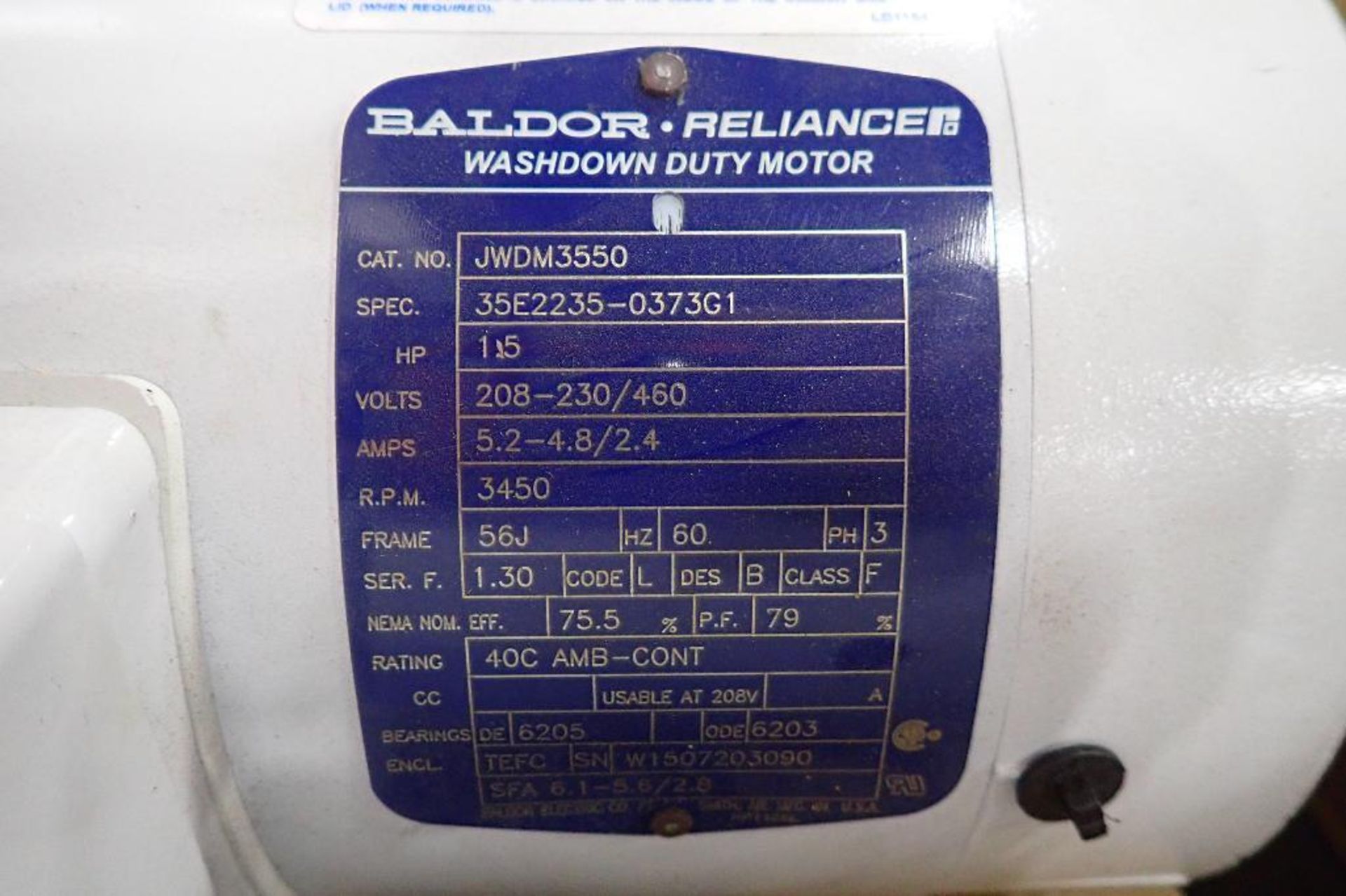 (2) New Baldor 1.5 hp electric motors. (See photos for additional specs). **Rigging Fee: $25** (Loca - Image 5 of 5