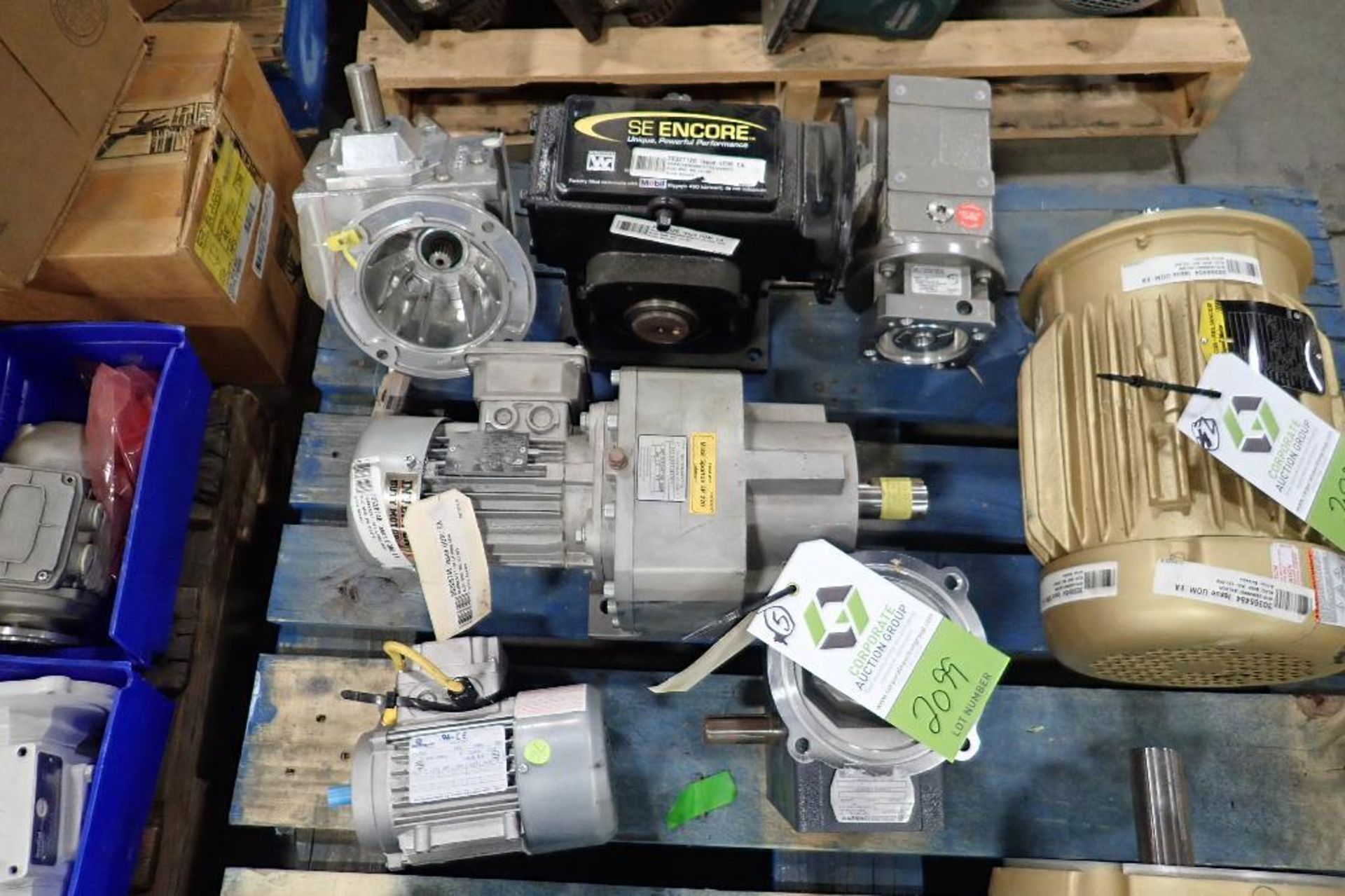 (6) assorted gearboxes and motors. (See photos for additional specs). **Rigging Fee: $25** (Located