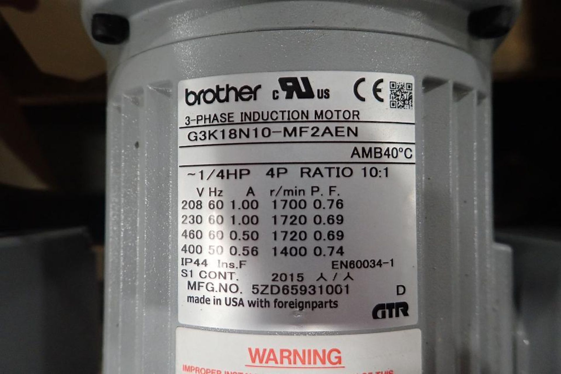 (6) New Brother 14 hp induction motors. (See photos for additional specs). **Rigging Fee: $25** (Loc - Image 13 of 19