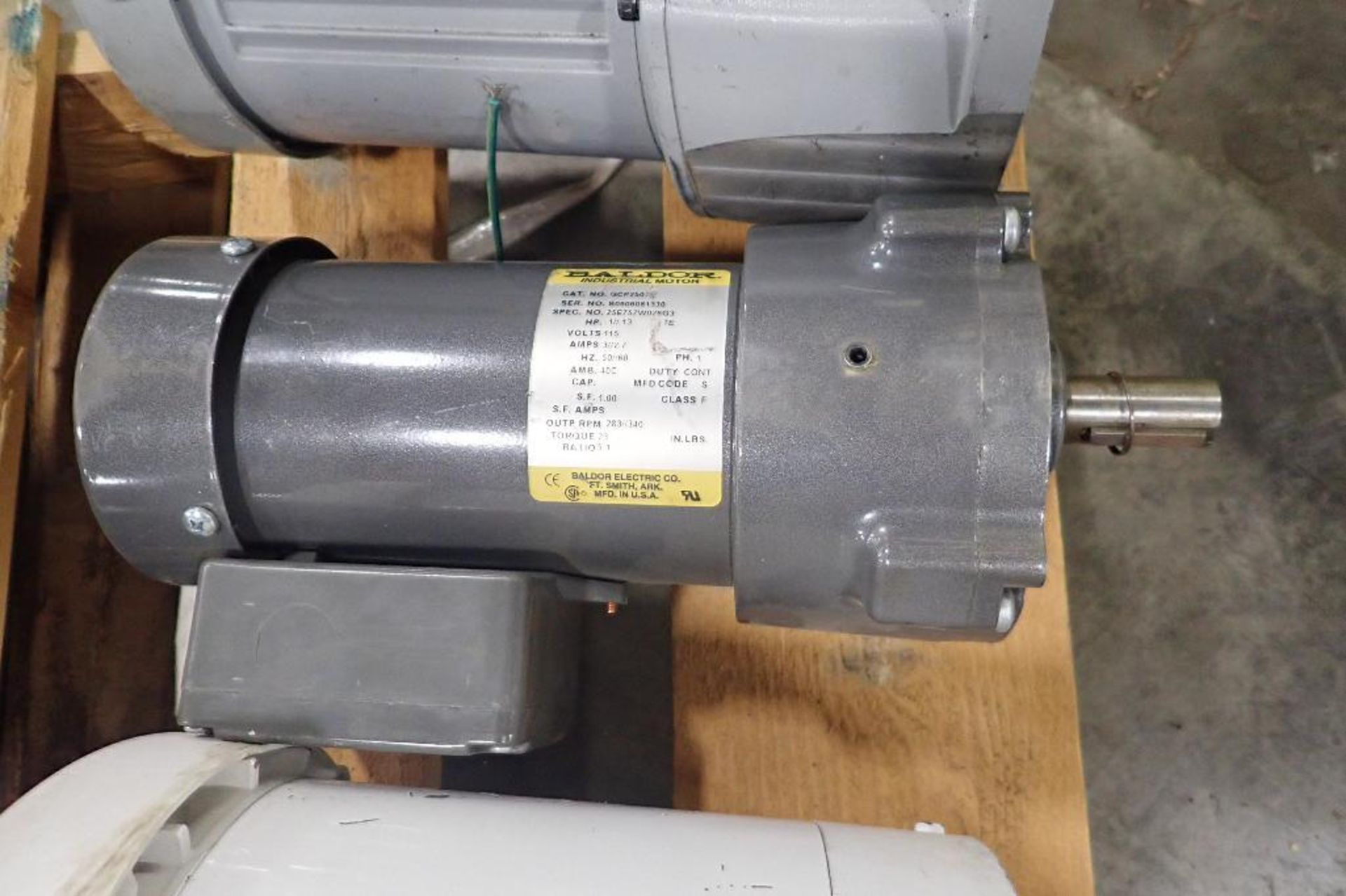 Pallet of electric motors, cores, gearboxes. (See photos for additional specs). **Rigging Fee: $35** - Image 15 of 68