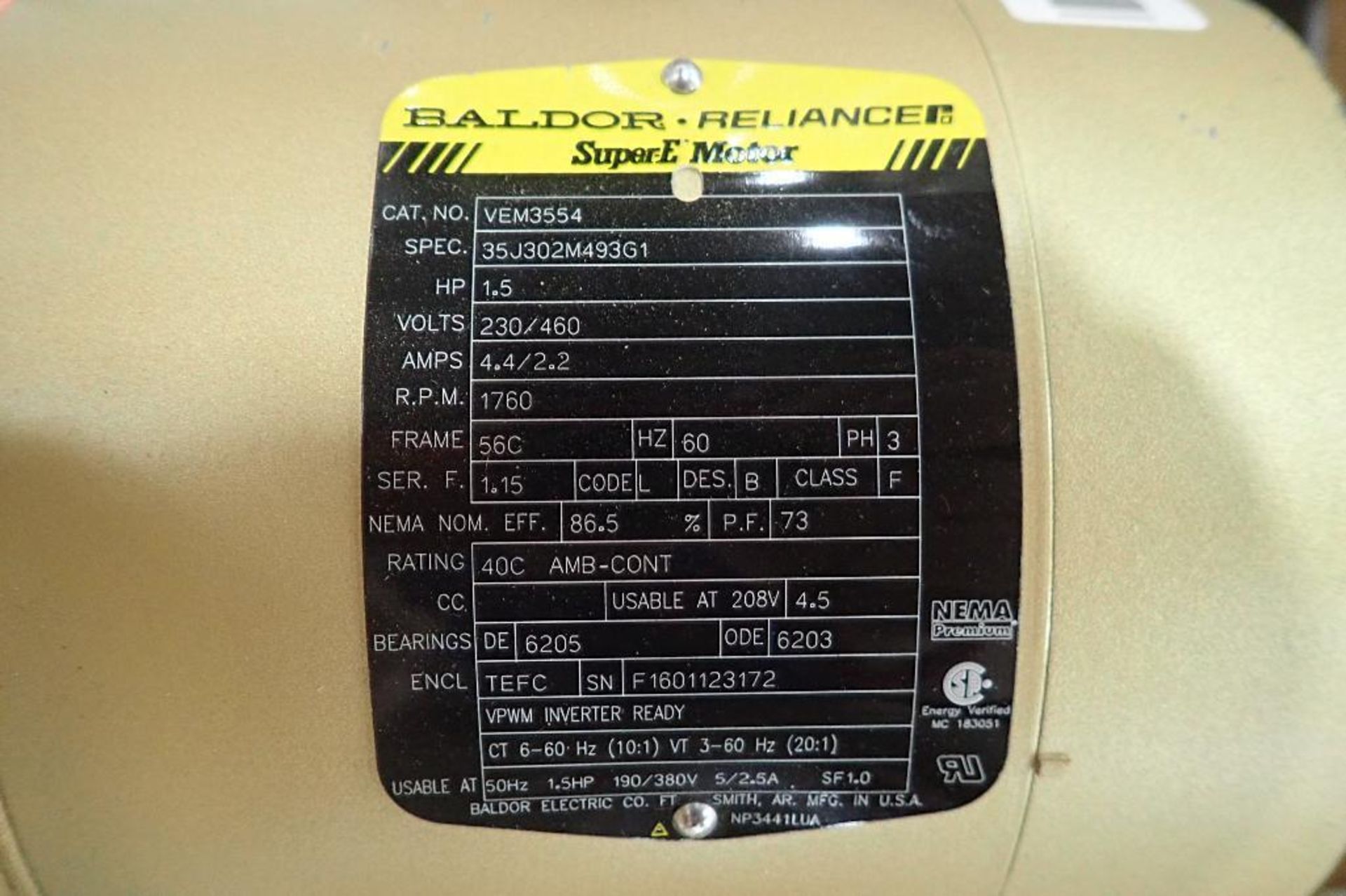 (2) Baldor 1.5 hp electric motors. (See photos for additional specs). **Rigging Fee: $25** (Located - Image 5 of 7
