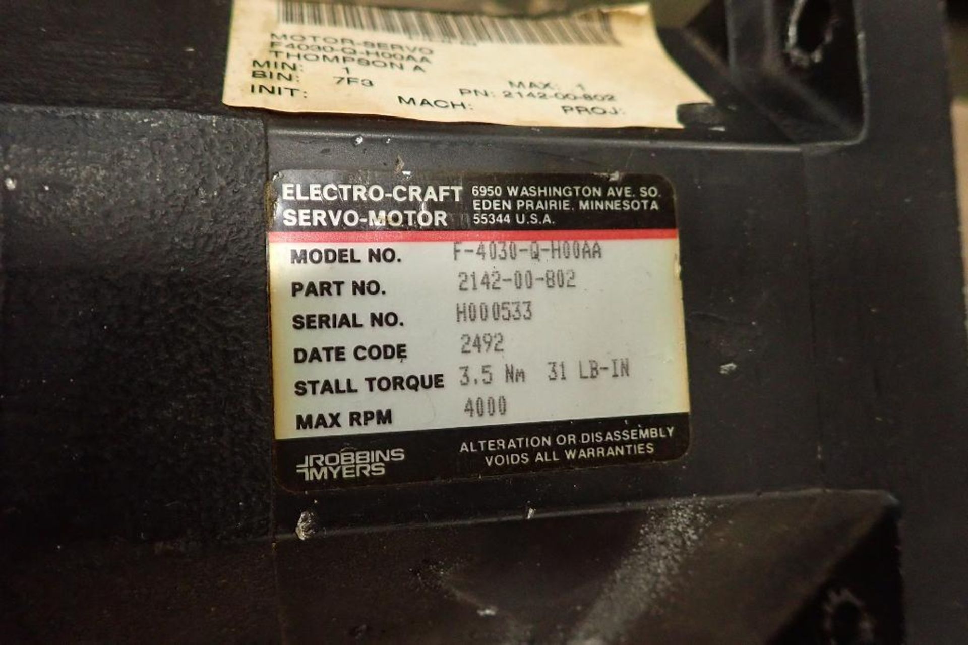 (8) assorted servo motors and electric motors. (See photos for additional specs). **Rigging Fee: $25 - Image 22 of 25
