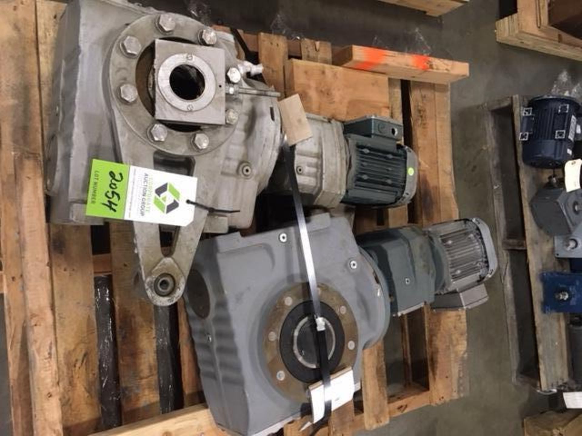 (2) Sew electric motors with gearboxes. (See photos for additional specs). **Rigging Fee: $25** (Loc