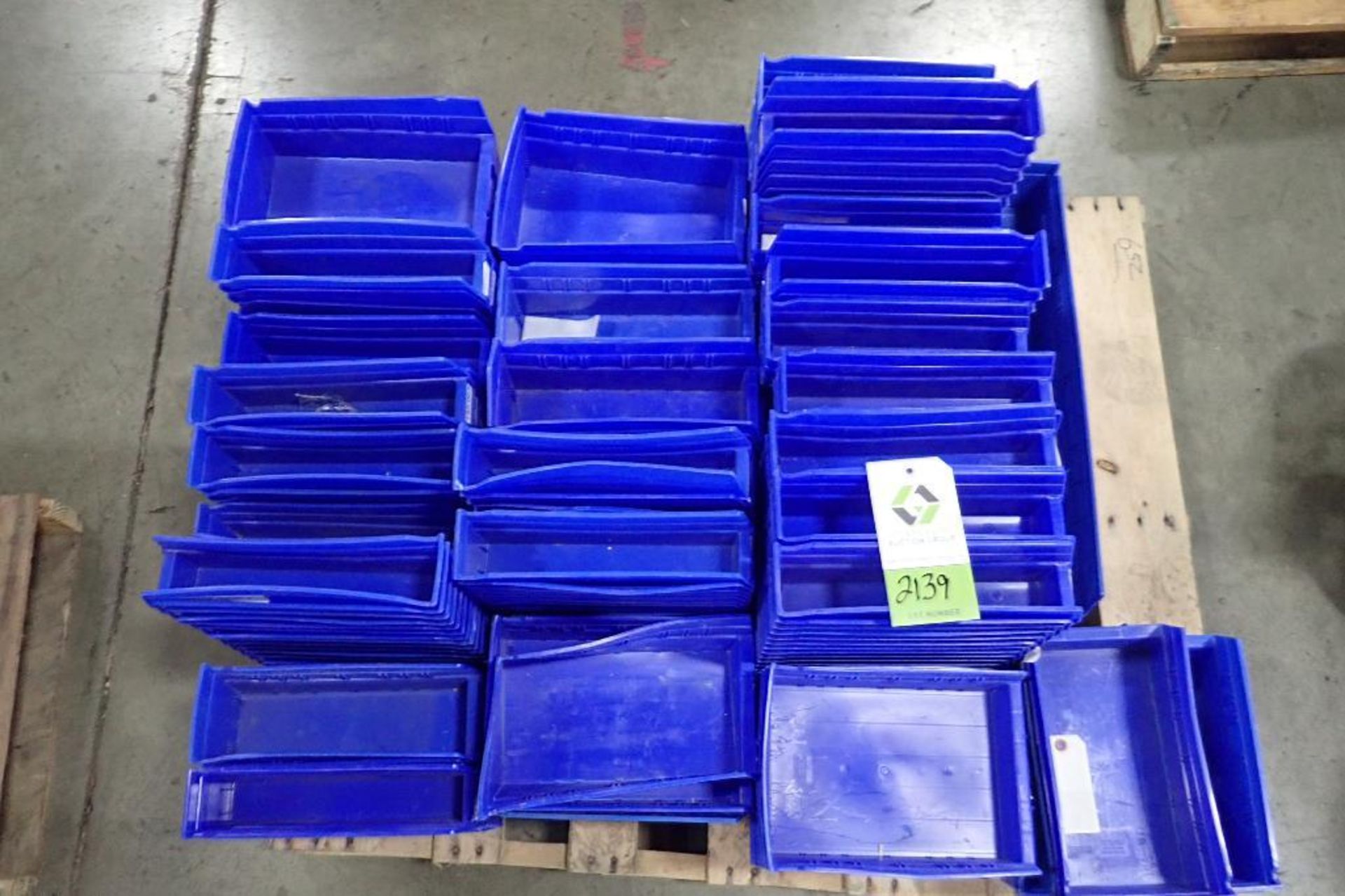 Pallet of blue stackable parts bins, approx. 250. (See photos for additional specs). **Rigging Fee: - Image 2 of 3