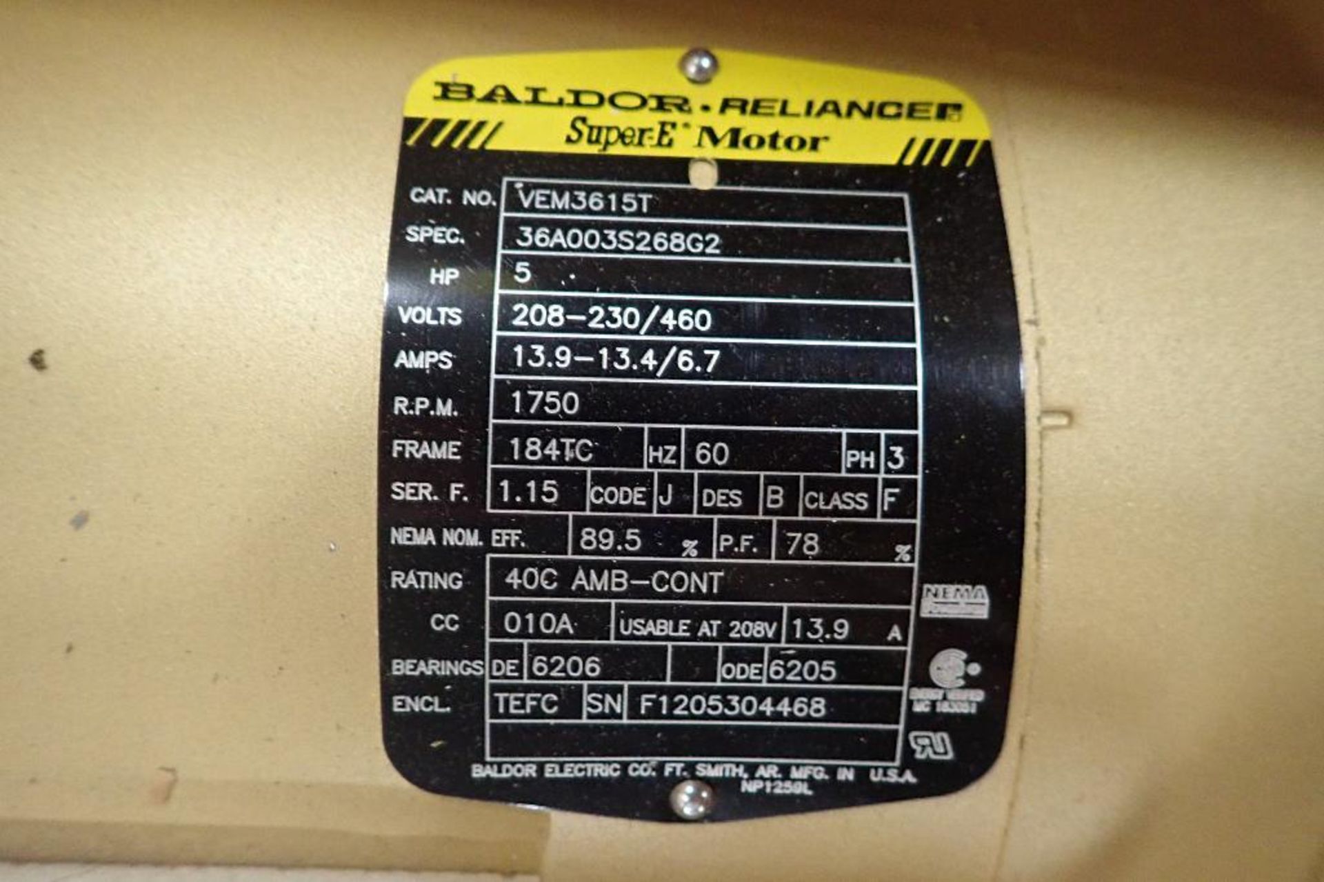 New Baldor 5 hp electric motor. (See photos for additional specs). **Rigging Fee: $25** (Located in - Image 3 of 3