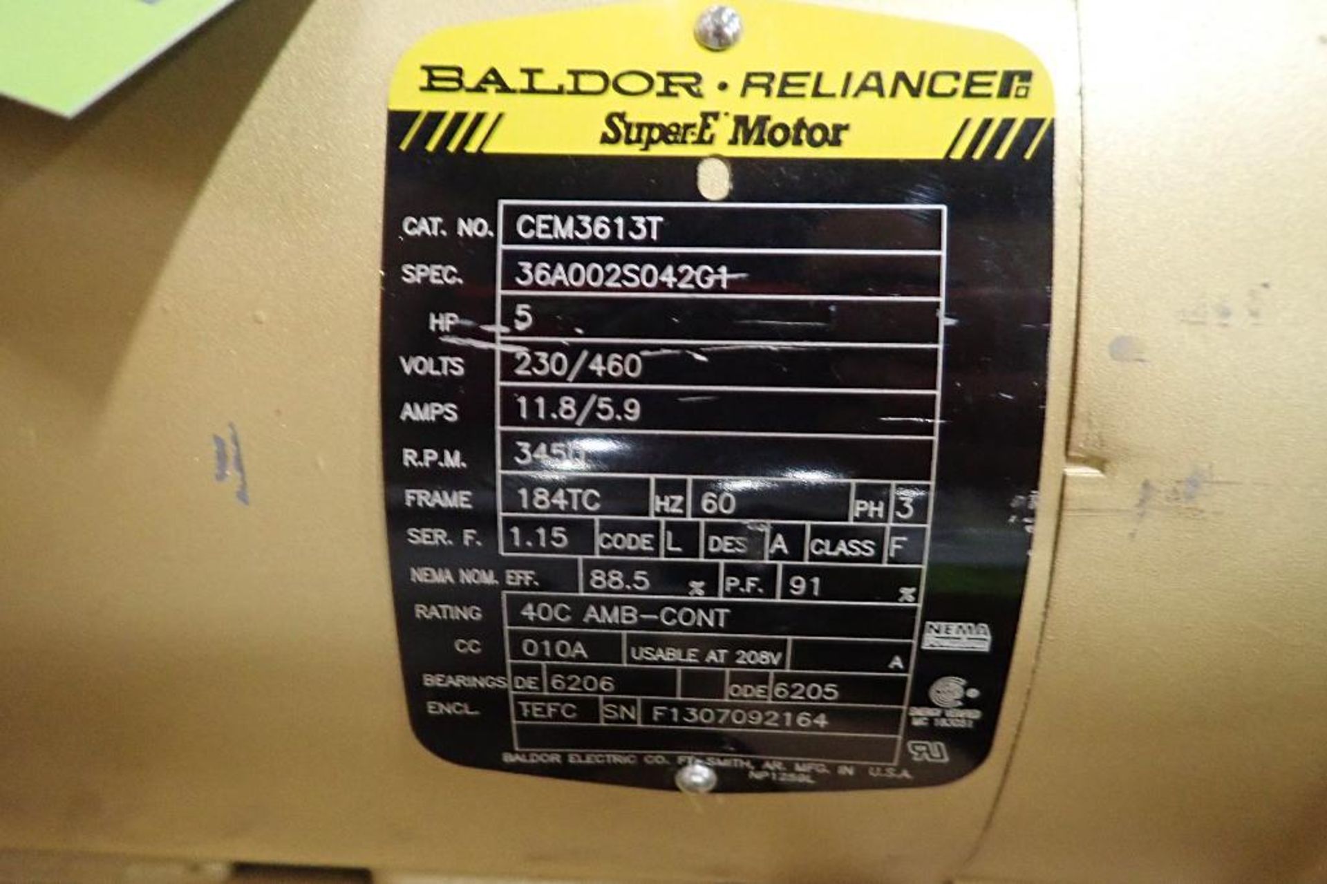 (3) Baldor electric motors, 5 hp, 5hp, 3 hp. (See photos for additional specs). **Rigging Fee: $25** - Image 7 of 10