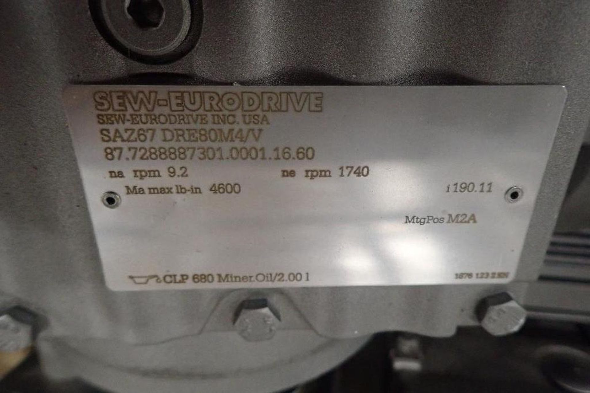 (2) Sew 1 hp electirc motors with gearboxes. (See photos for additional specs). **Rigging Fee: $25** - Image 4 of 14