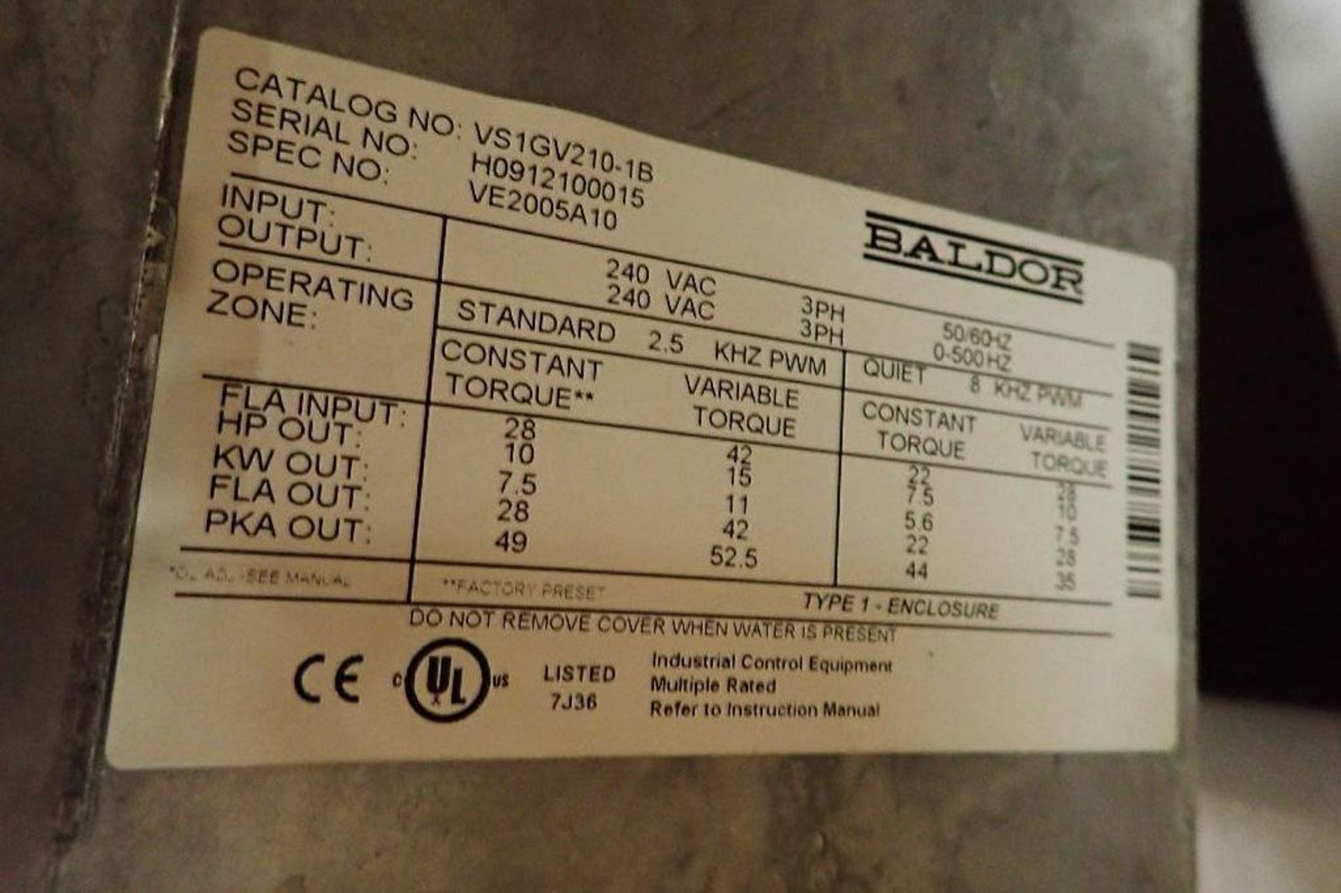 Baldor H2 Victor VFD, Model: VS1GV210-18, 15HP.. (See photos for additional specs). **Rigging Fee: $ - Image 4 of 4