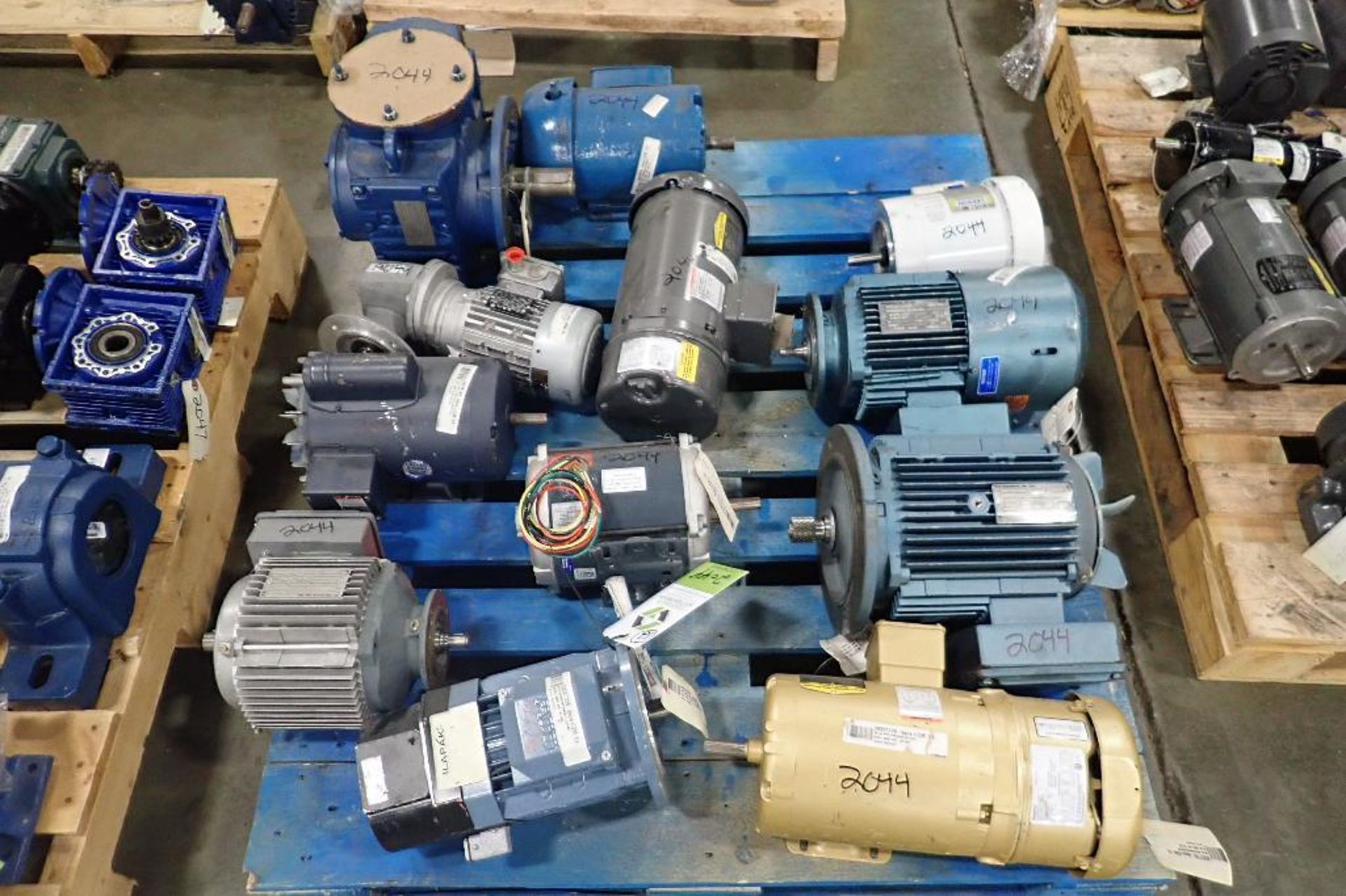 Pallet of assorted electric motors. (See photos for additional specs). **Rigging Fee: $35** (Located
